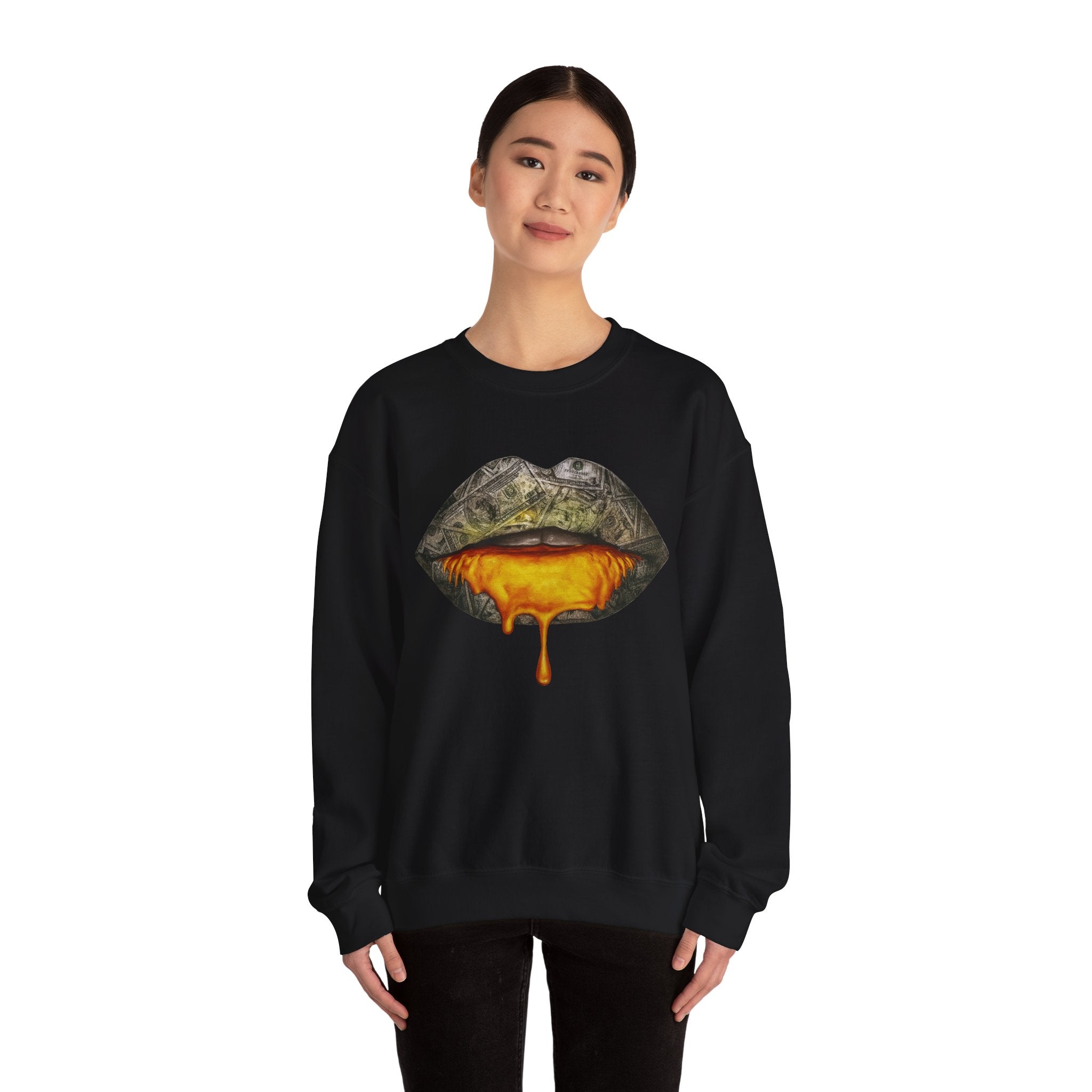 Gold Lips Drip Crewneck Sweatshirt