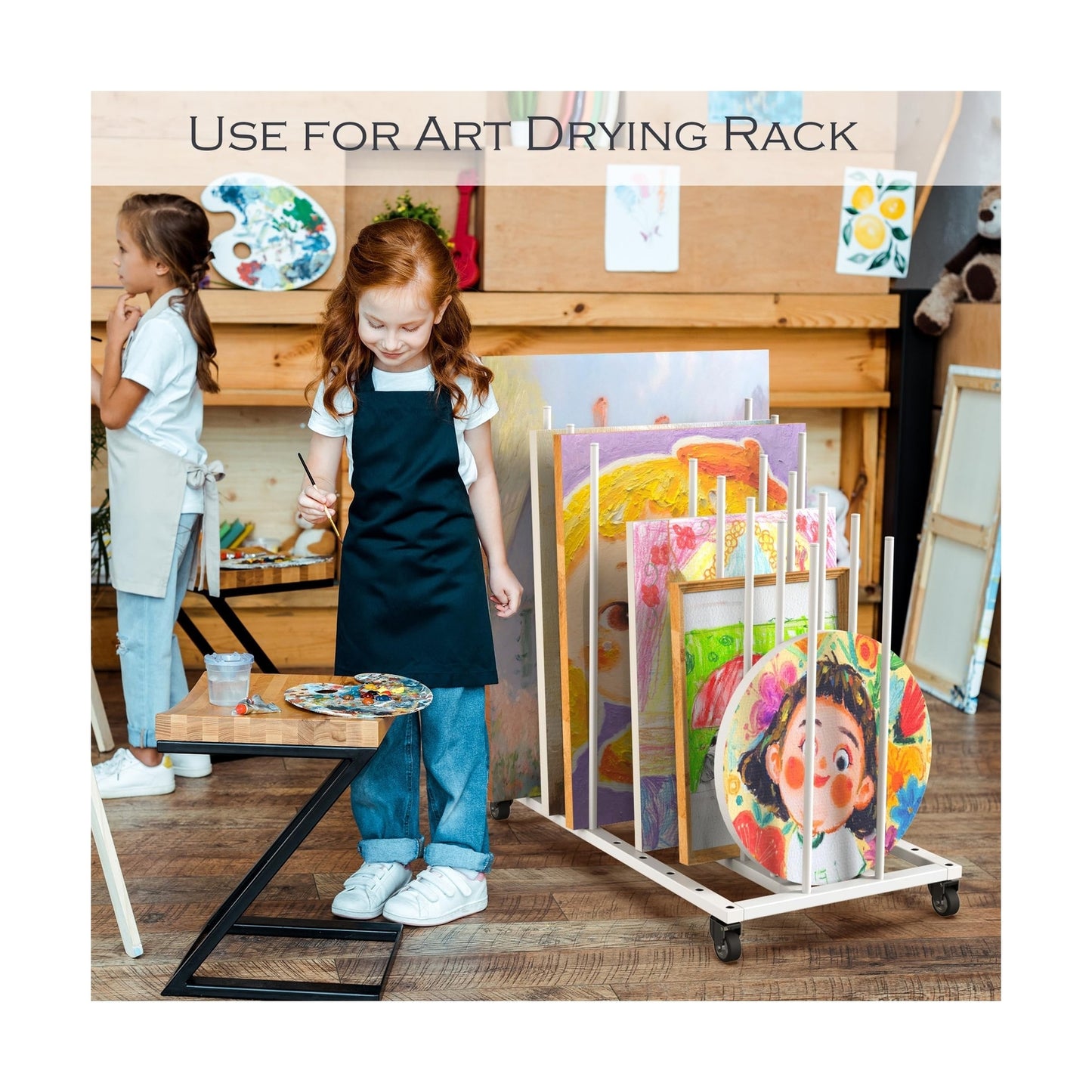 Art Canvas Storage Rack with Wheels, Art Drying Painting Rack, Art Storage Ea...