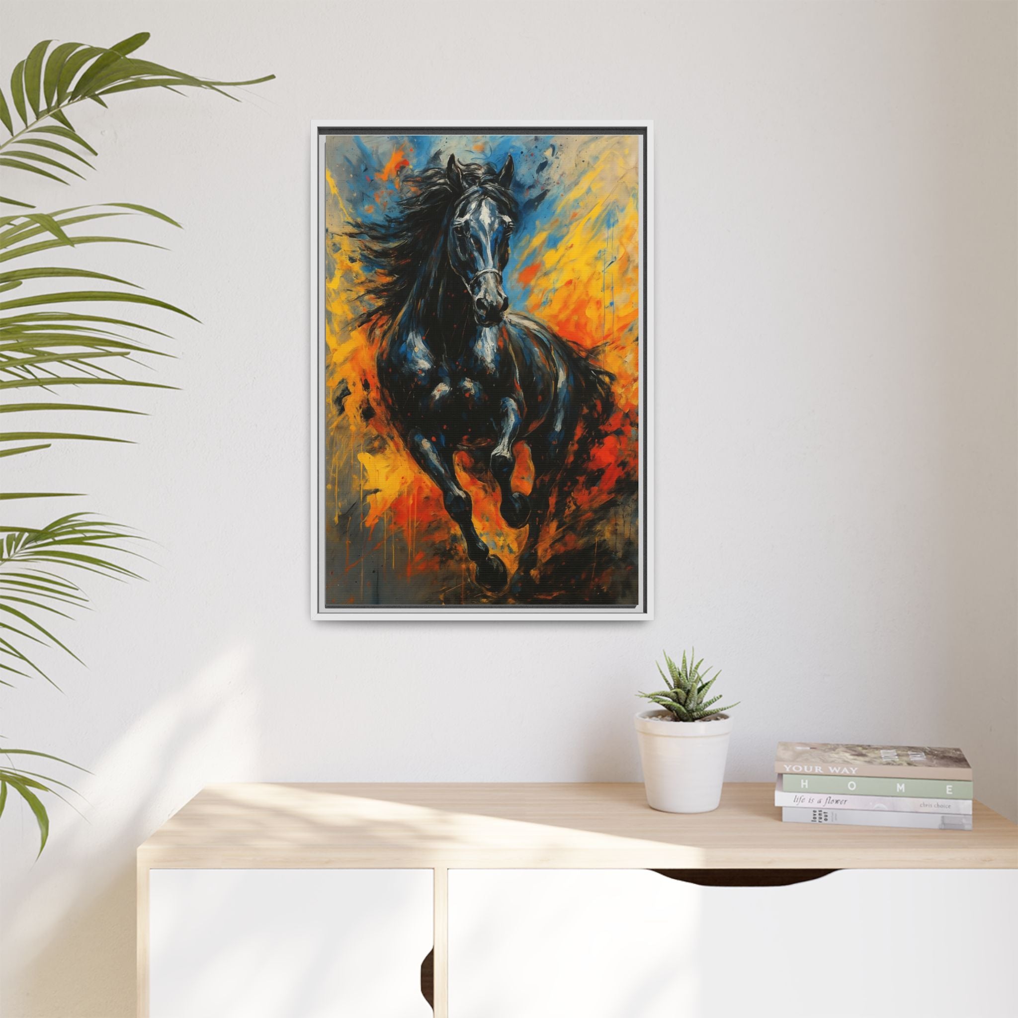 Galloping Black Stallion