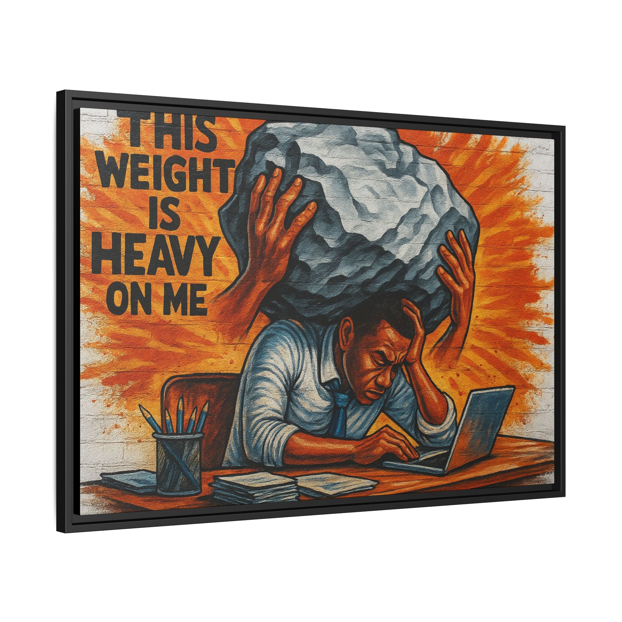 Framed Canvas Art, Stress Relief Decor, Office Wall Art, Motivational Artwork, Unique Gift for Home or Office