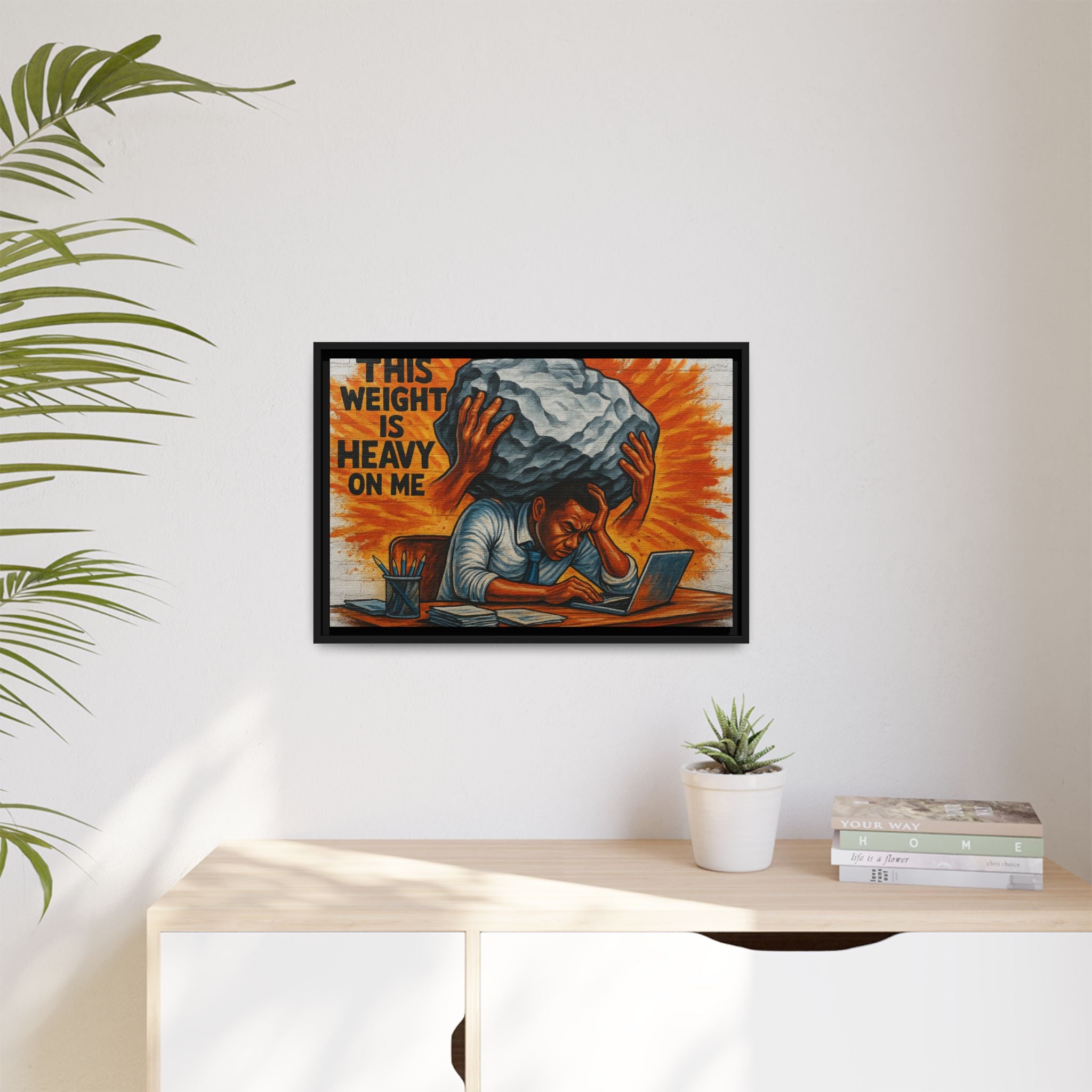 Framed Canvas Art, Stress Relief Decor, Office Wall Art, Motivational Artwork, Unique Gift for Home or Office