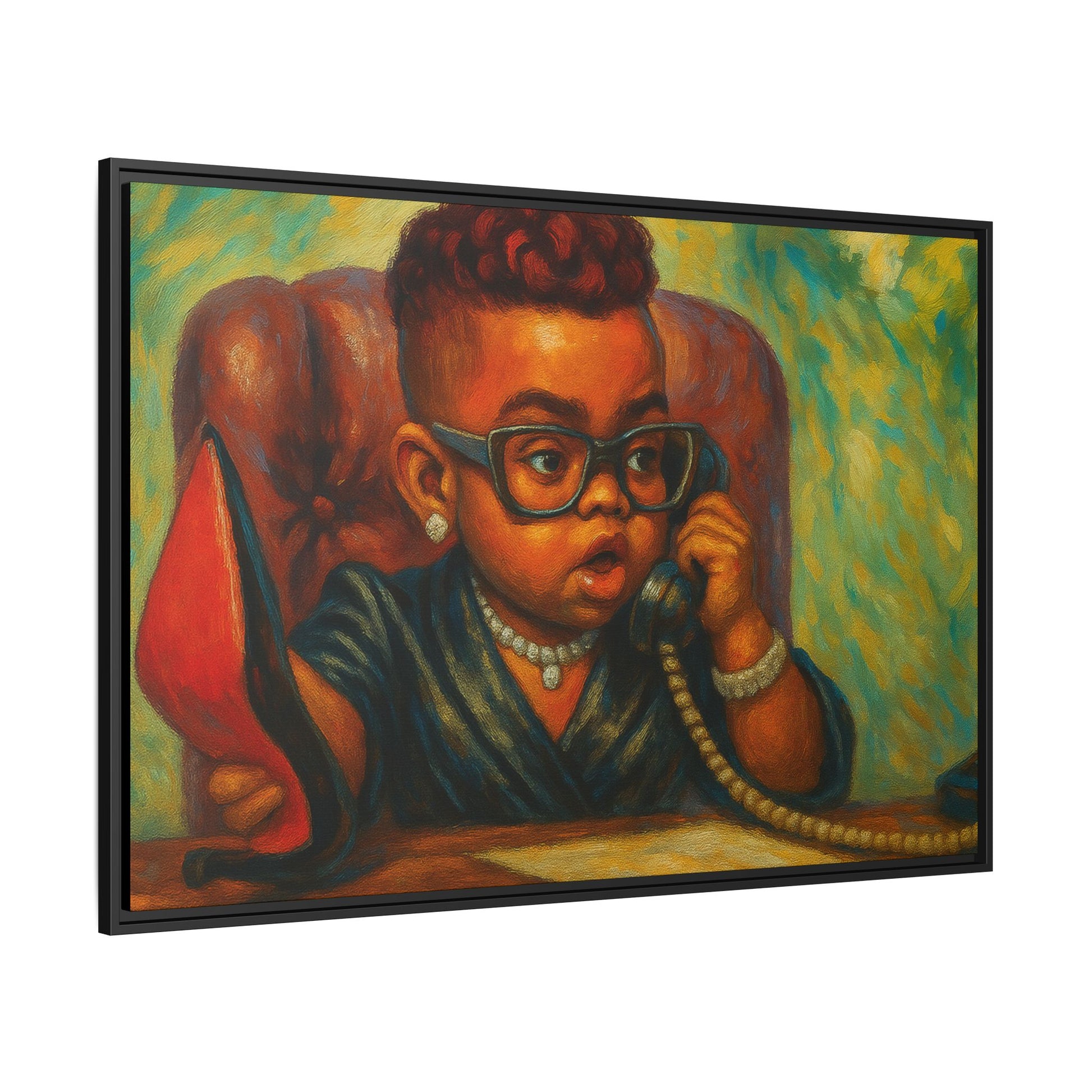 Framed Art Print: Stylish Office Decor for Home or Studio, Wall Art, Colorful Portrait, Vintage Vibe, Creative Gift Idea