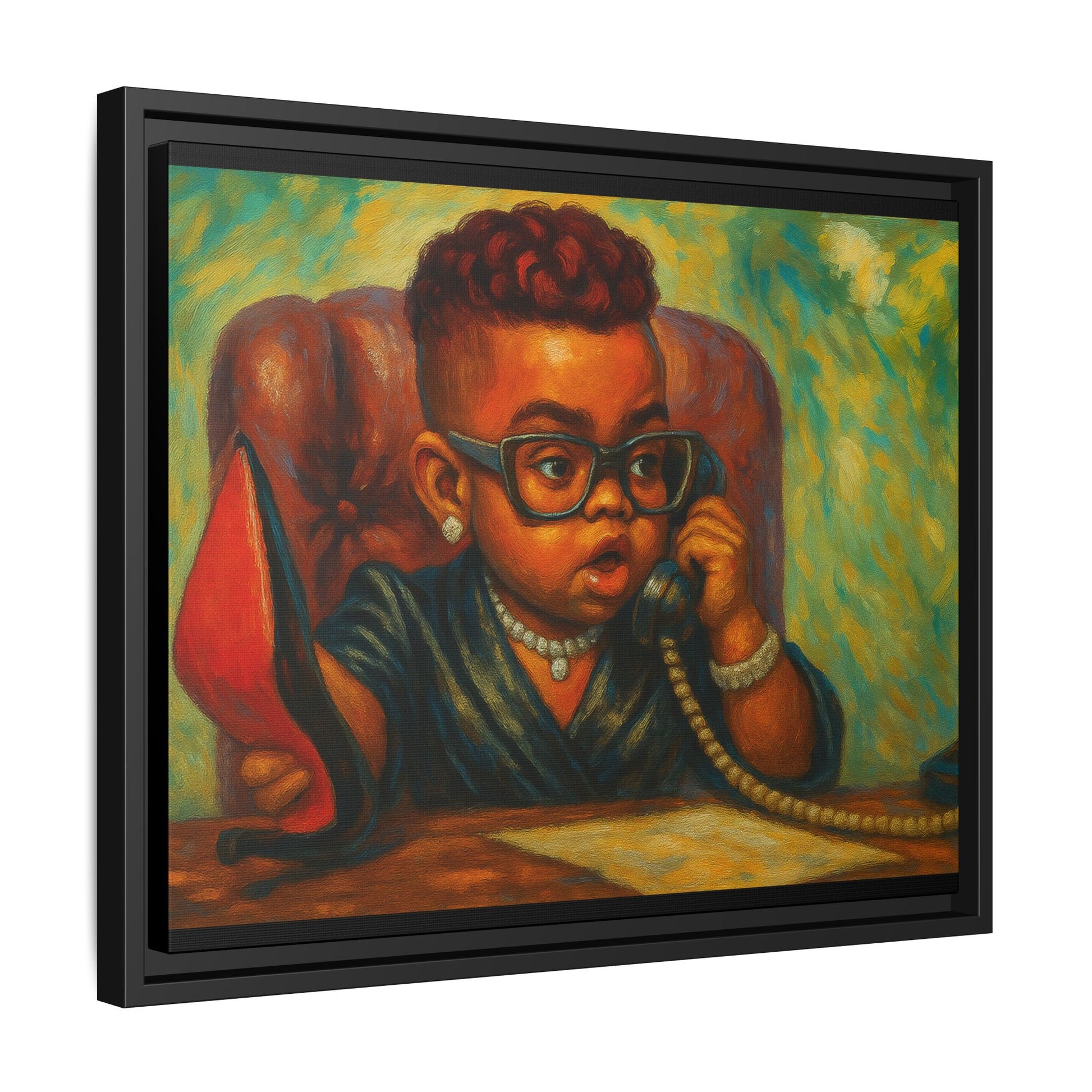 Framed Art Print: Stylish Office Decor for Home or Studio, Wall Art, Colorful Portrait, Vintage Vibe, Creative Gift Idea