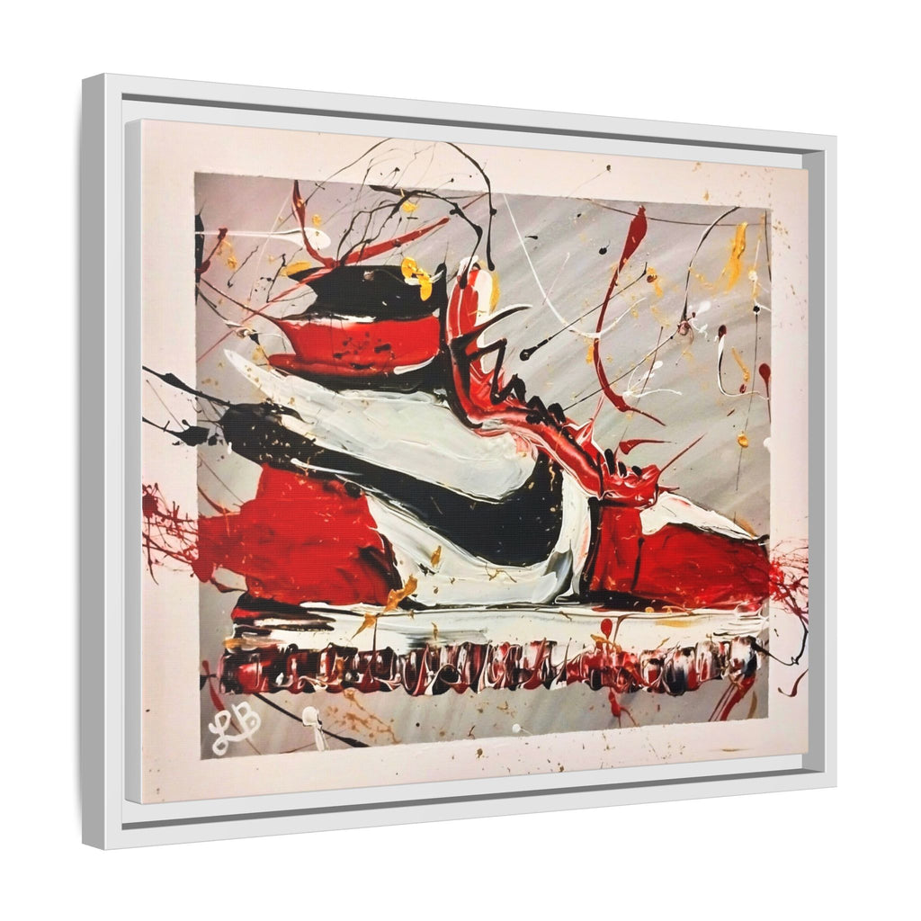 Abstract Red, White, and Black Sneaker