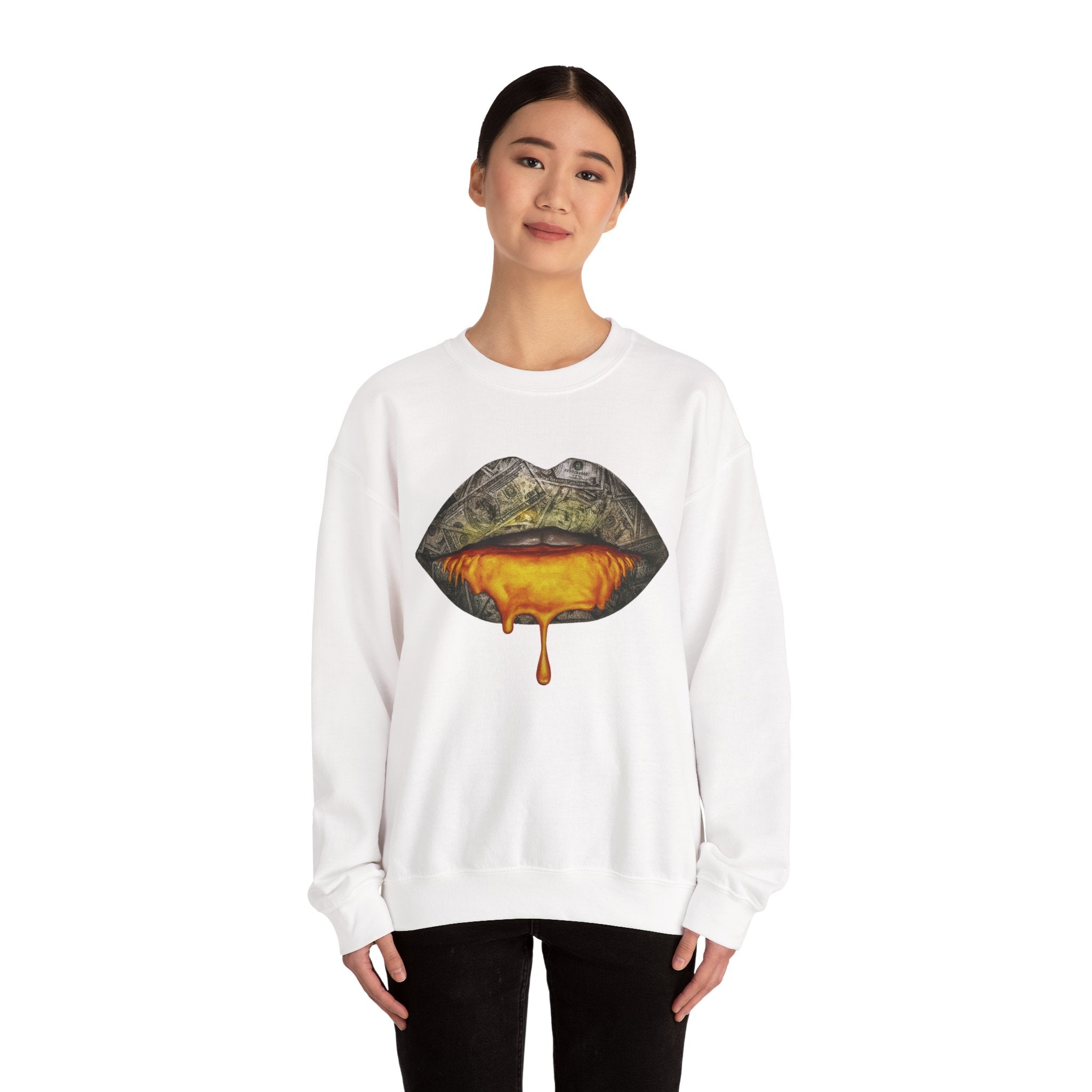 Gold Lips Drip Crewneck Sweatshirt
