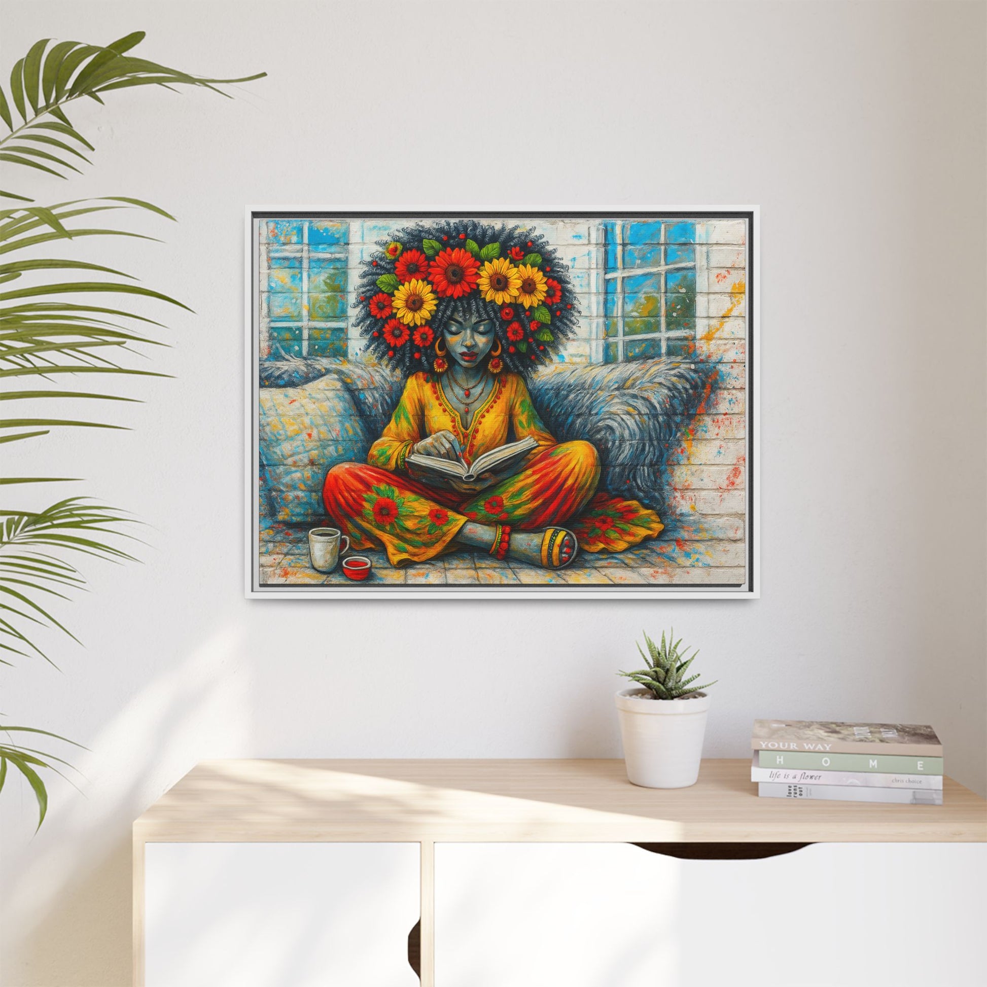 Colorful Flower Reading Girl