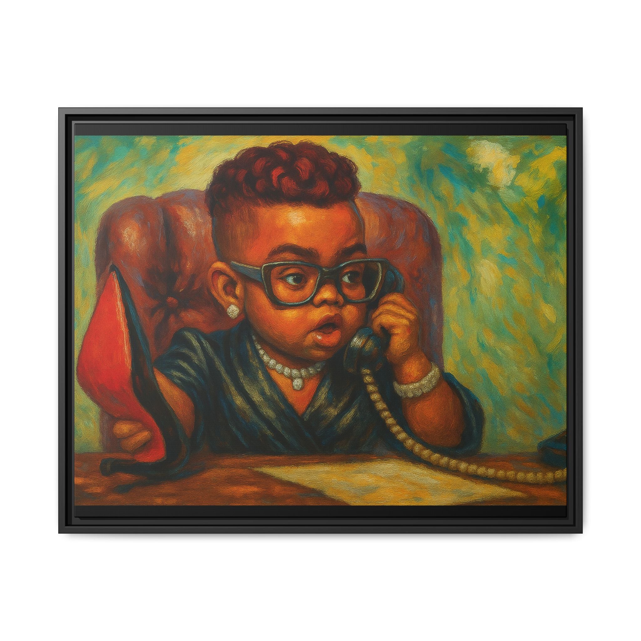 Framed Art Print: Stylish Office Decor for Home or Studio, Wall Art, Colorful Portrait, Vintage Vibe, Creative Gift Idea