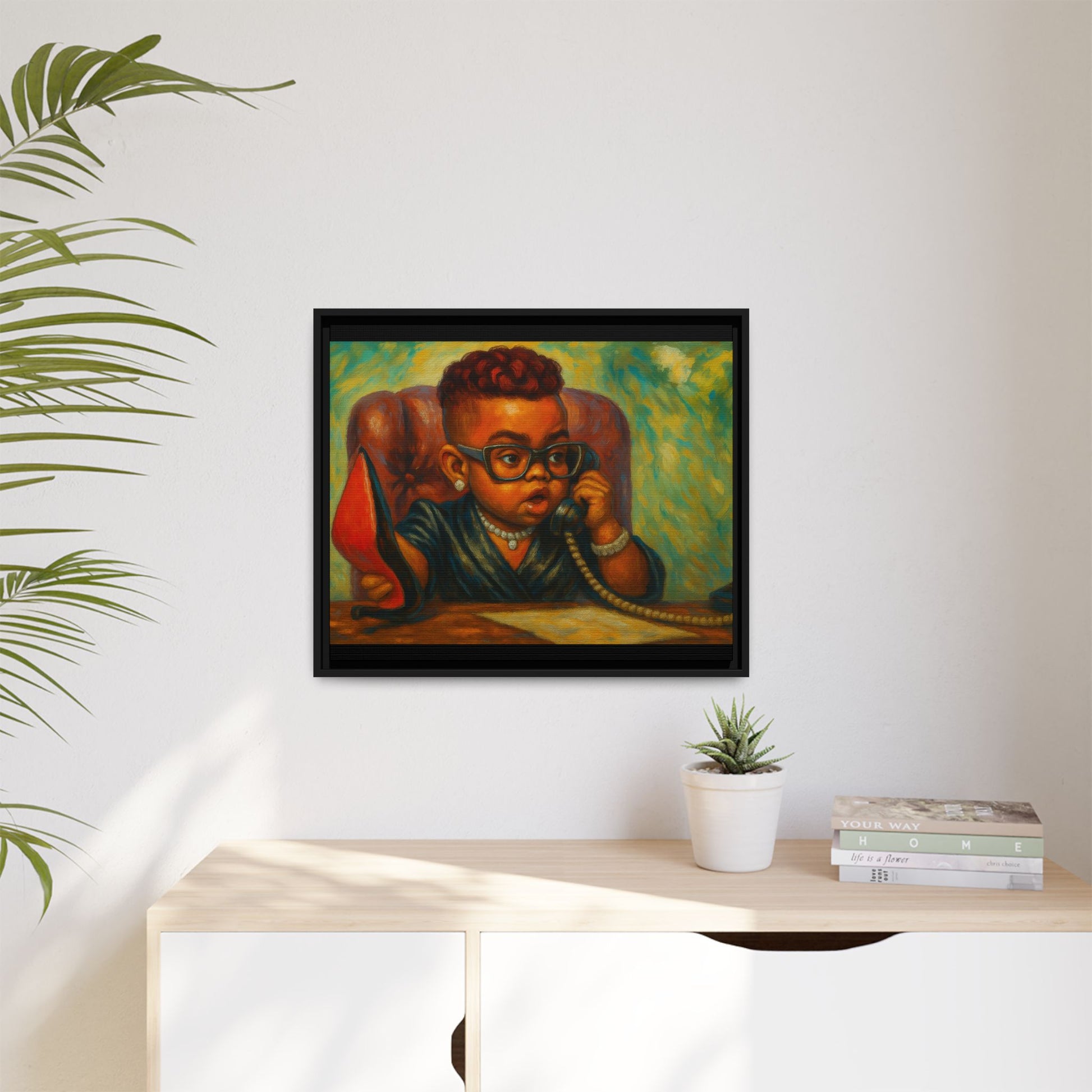 Framed Art Print: Stylish Office Decor for Home or Studio, Wall Art, Colorful Portrait, Vintage Vibe, Creative Gift Idea