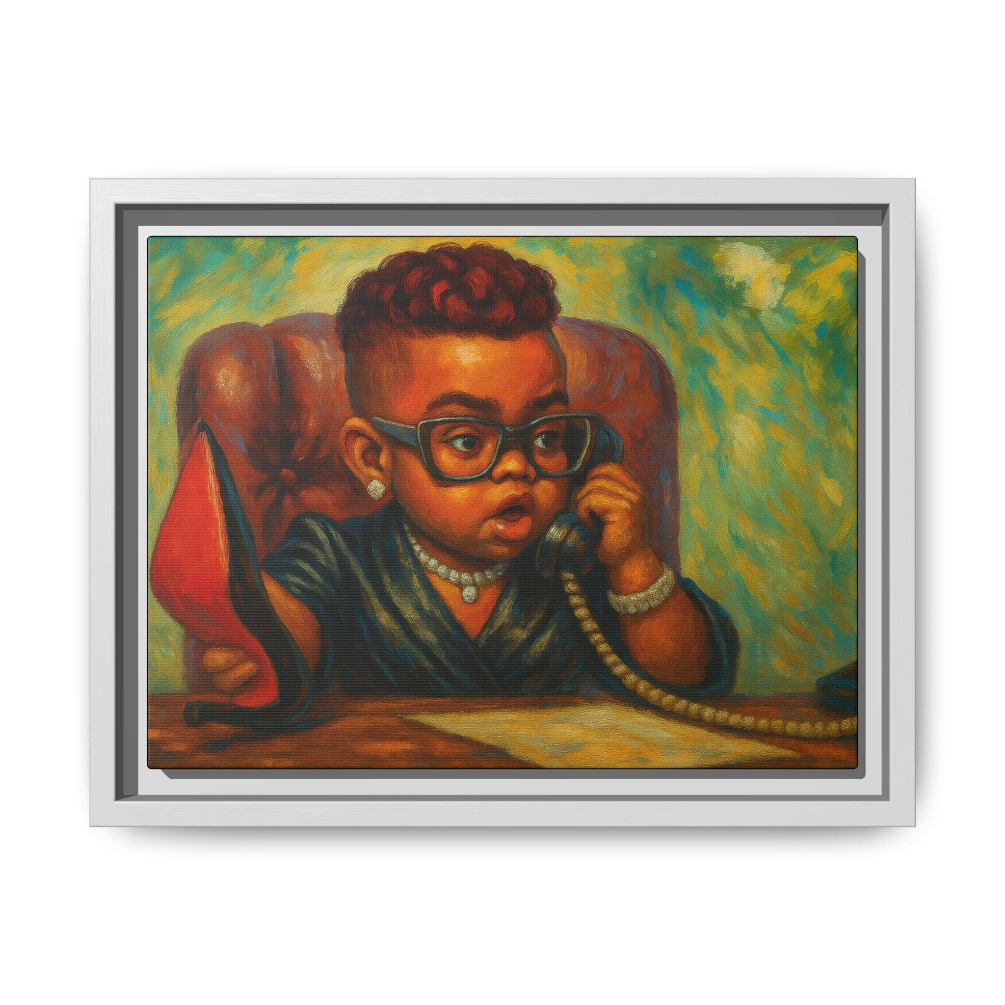 Framed Art Print: Stylish Office Decor for Home or Studio, Wall Art, Colorful Portrait, Vintage Vibe, Creative Gift Idea