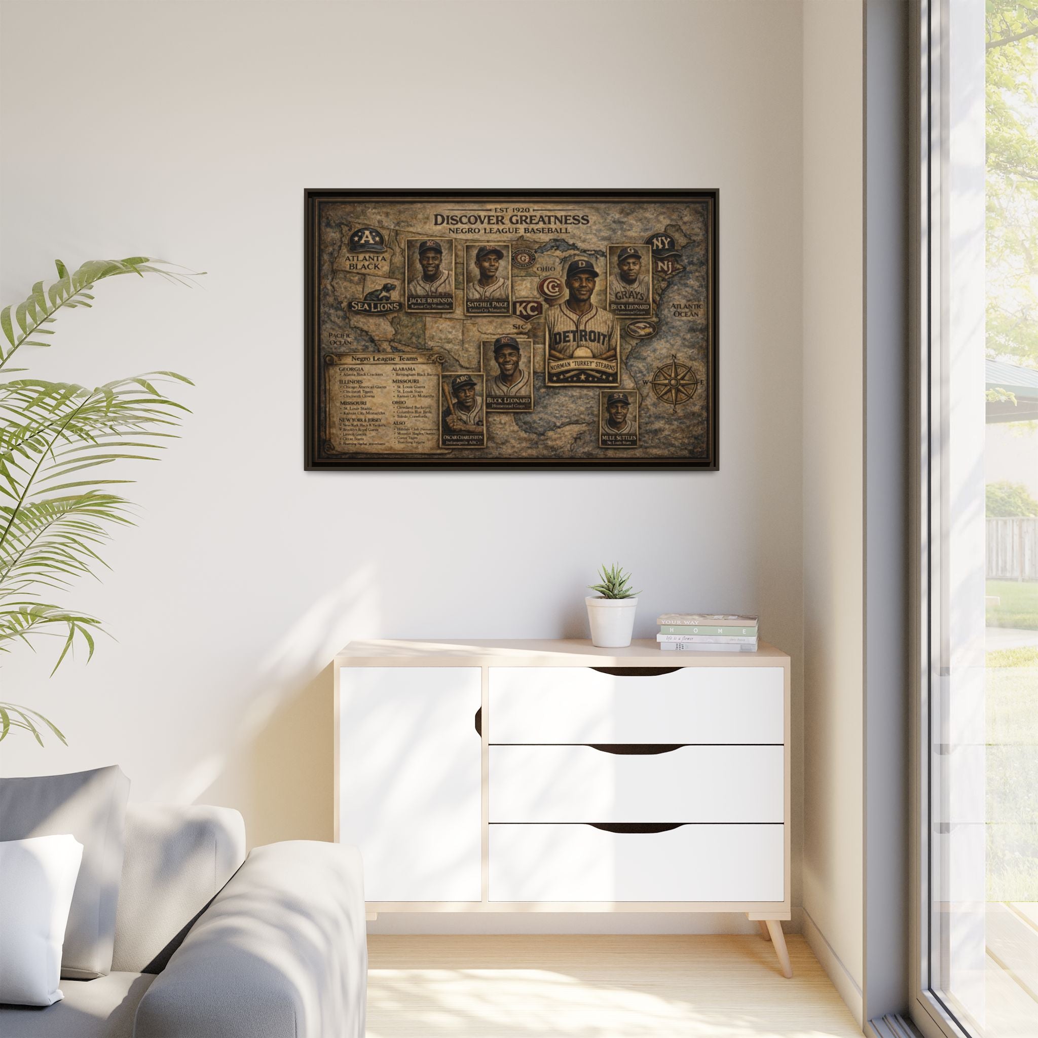 Discover Greatness Negro League Baseball Matte Framed Canvas Print