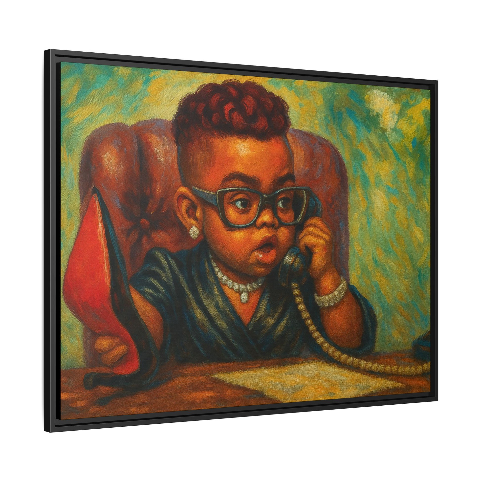 Framed Art Print: Stylish Office Decor for Home or Studio, Wall Art, Colorful Portrait, Vintage Vibe, Creative Gift Idea