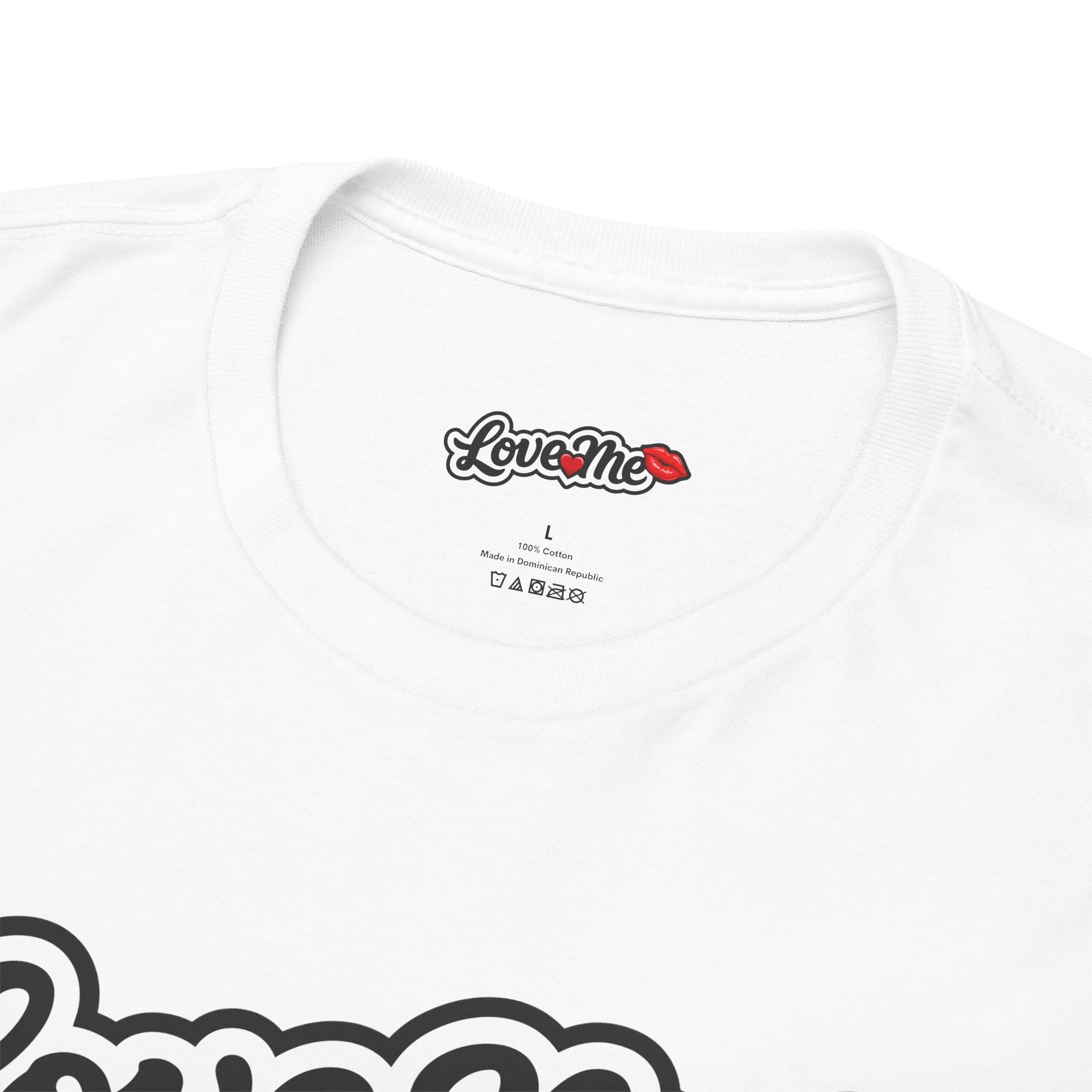 Love Me Graphic Tee — Retro Script with Kiss Lip Accent