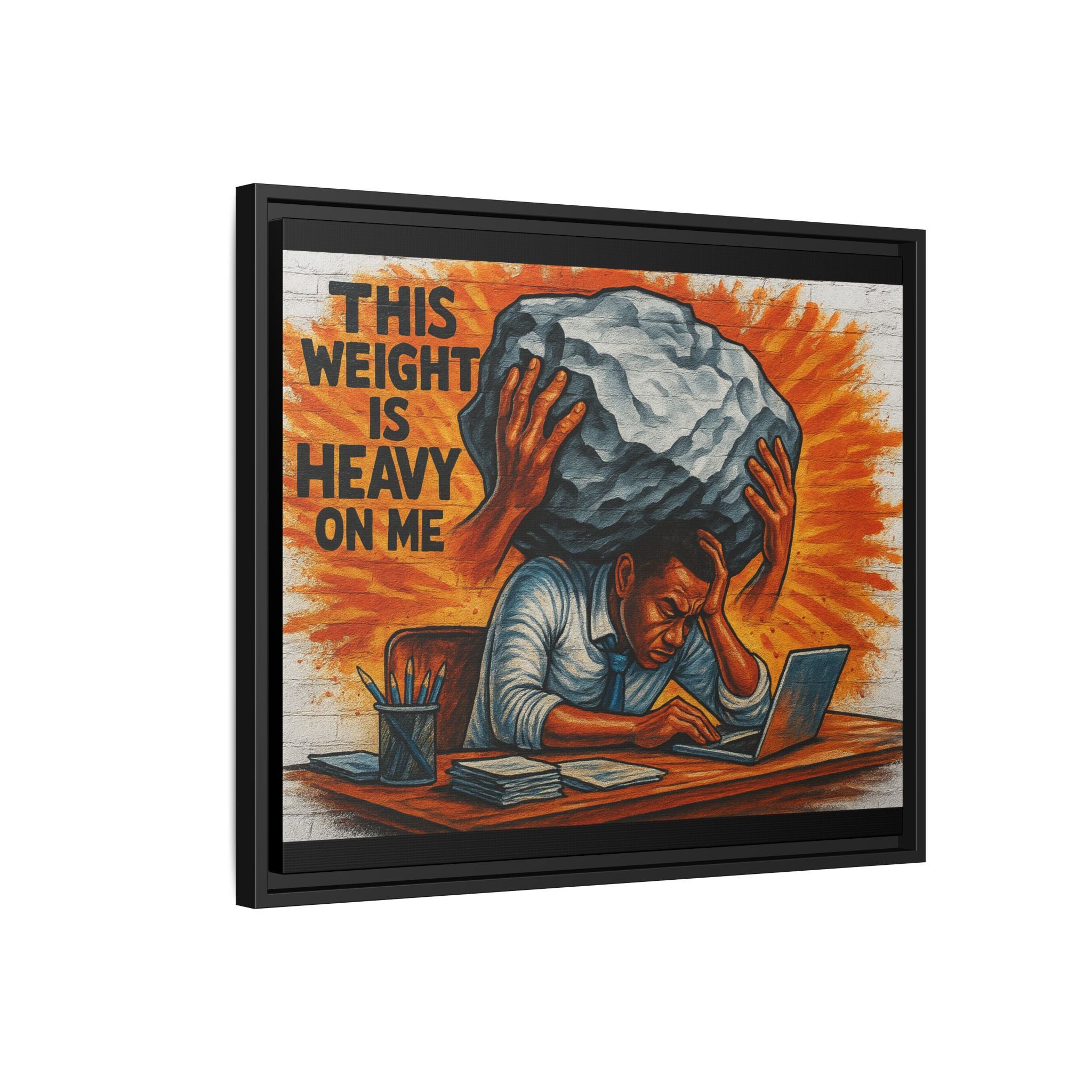 Framed Canvas Art, Stress Relief Decor, Office Wall Art, Motivational Artwork, Unique Gift for Home or Office