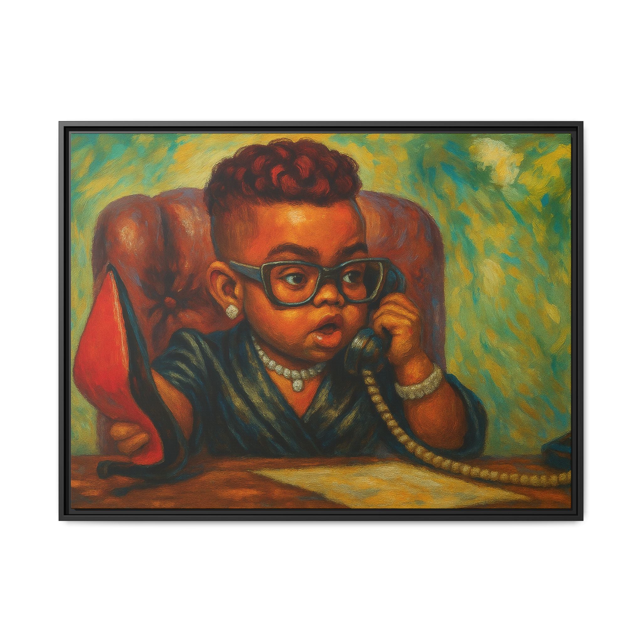 Framed Art Print: Stylish Office Decor for Home or Studio, Wall Art, Colorful Portrait, Vintage Vibe, Creative Gift Idea