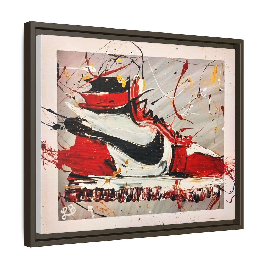 Abstract Red, White, and Black Sneaker