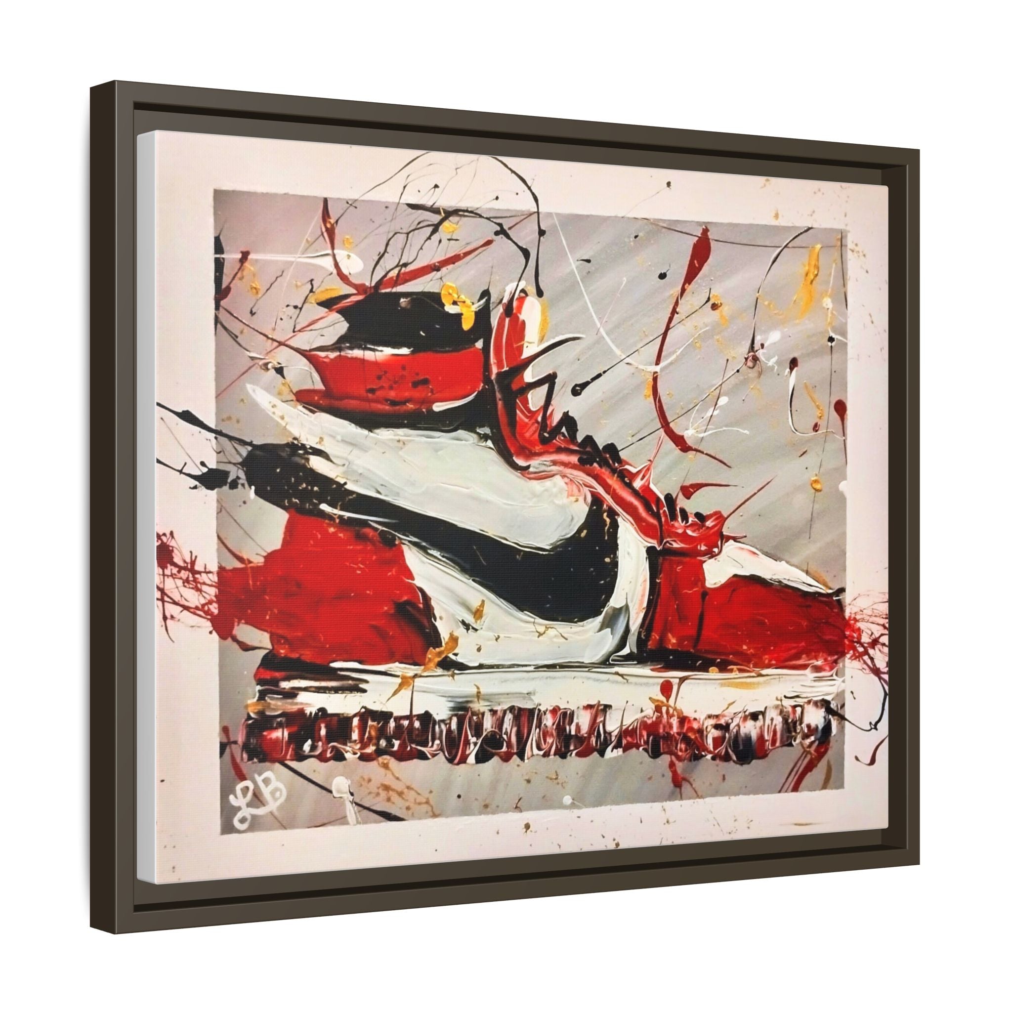 Abstract Red, White, and Black Sneaker