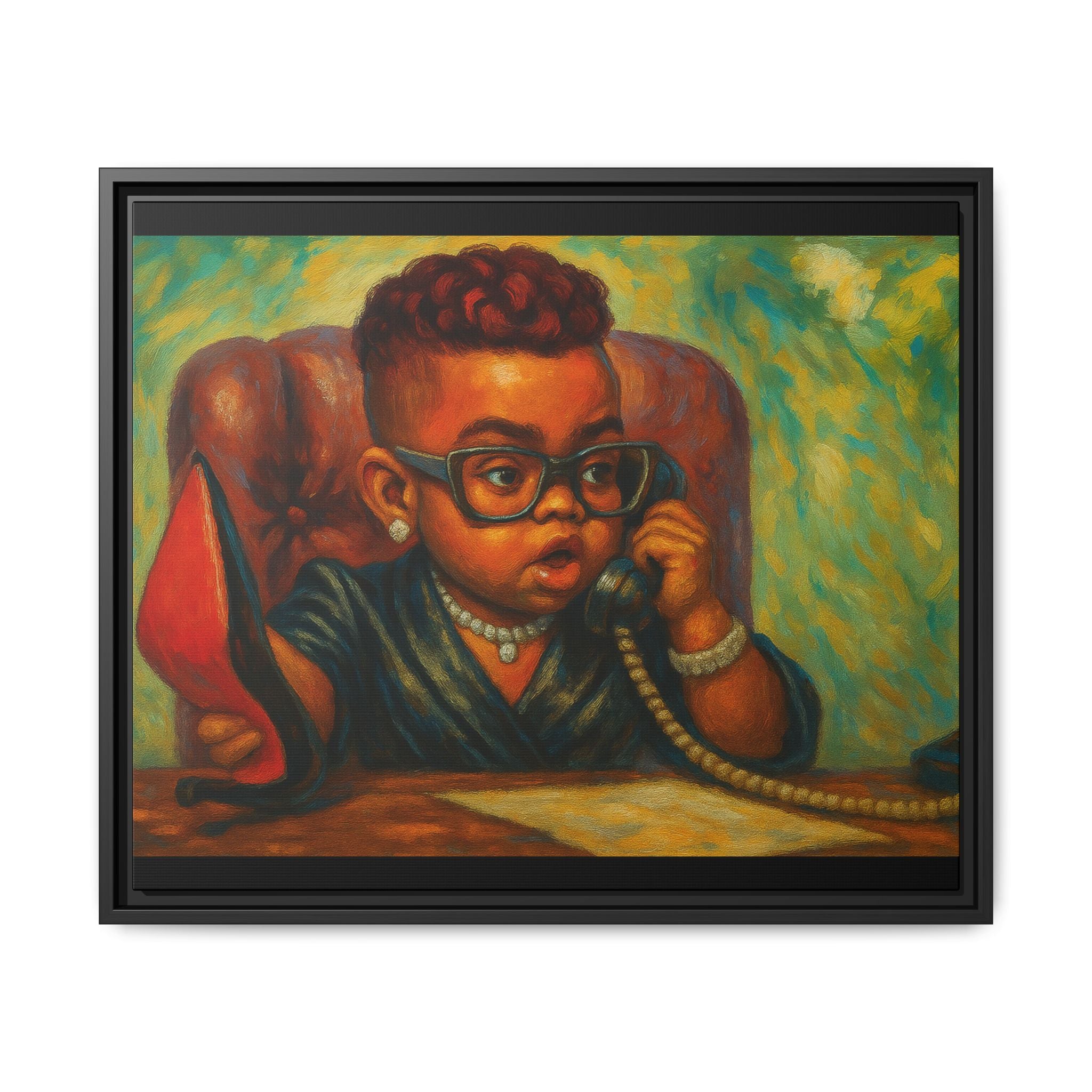 Framed Art Print: Stylish Office Decor for Home or Studio, Wall Art, Colorful Portrait, Vintage Vibe, Creative Gift Idea