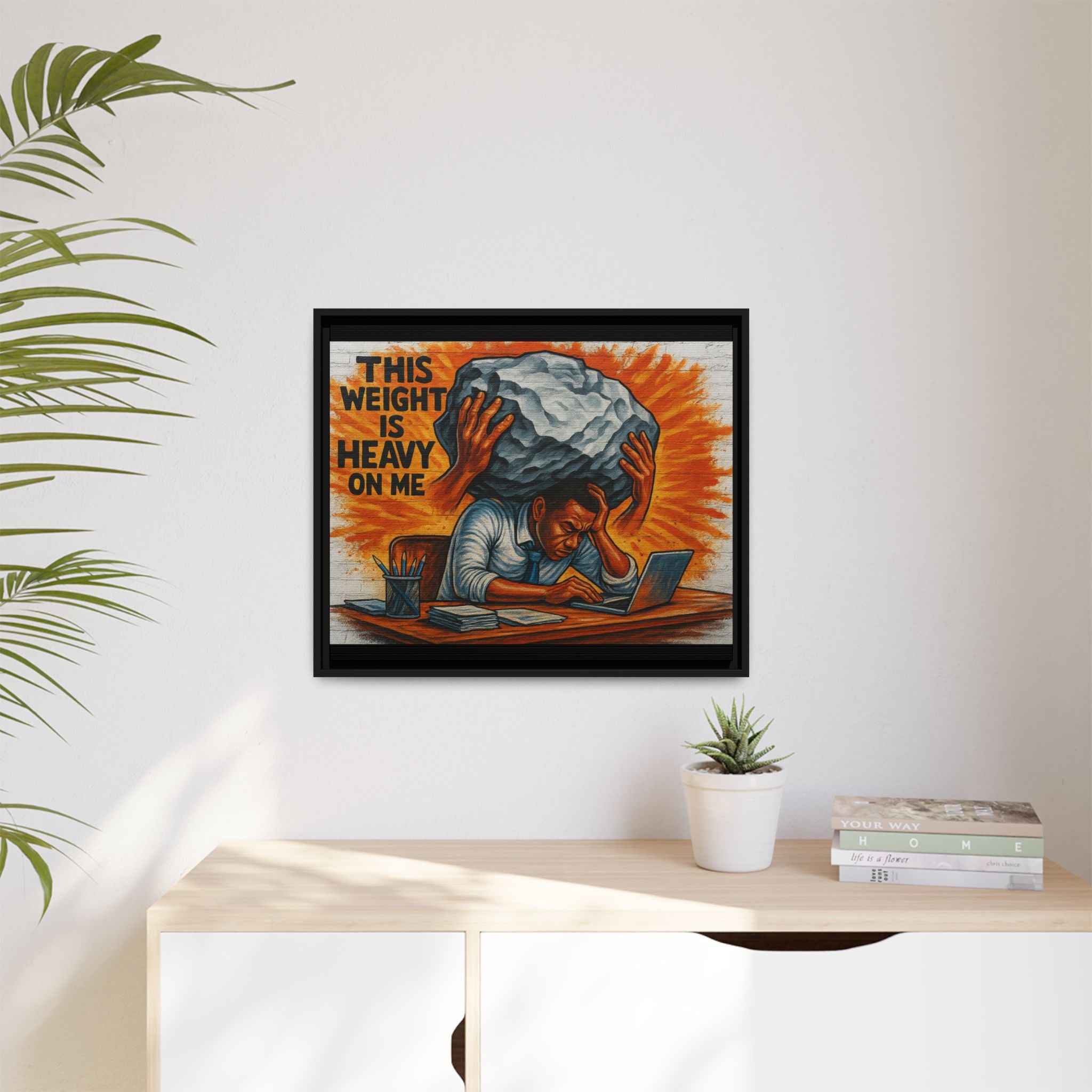 Framed Canvas Art, Stress Relief Decor, Office Wall Art, Motivational Artwork, Unique Gift for Home or Office