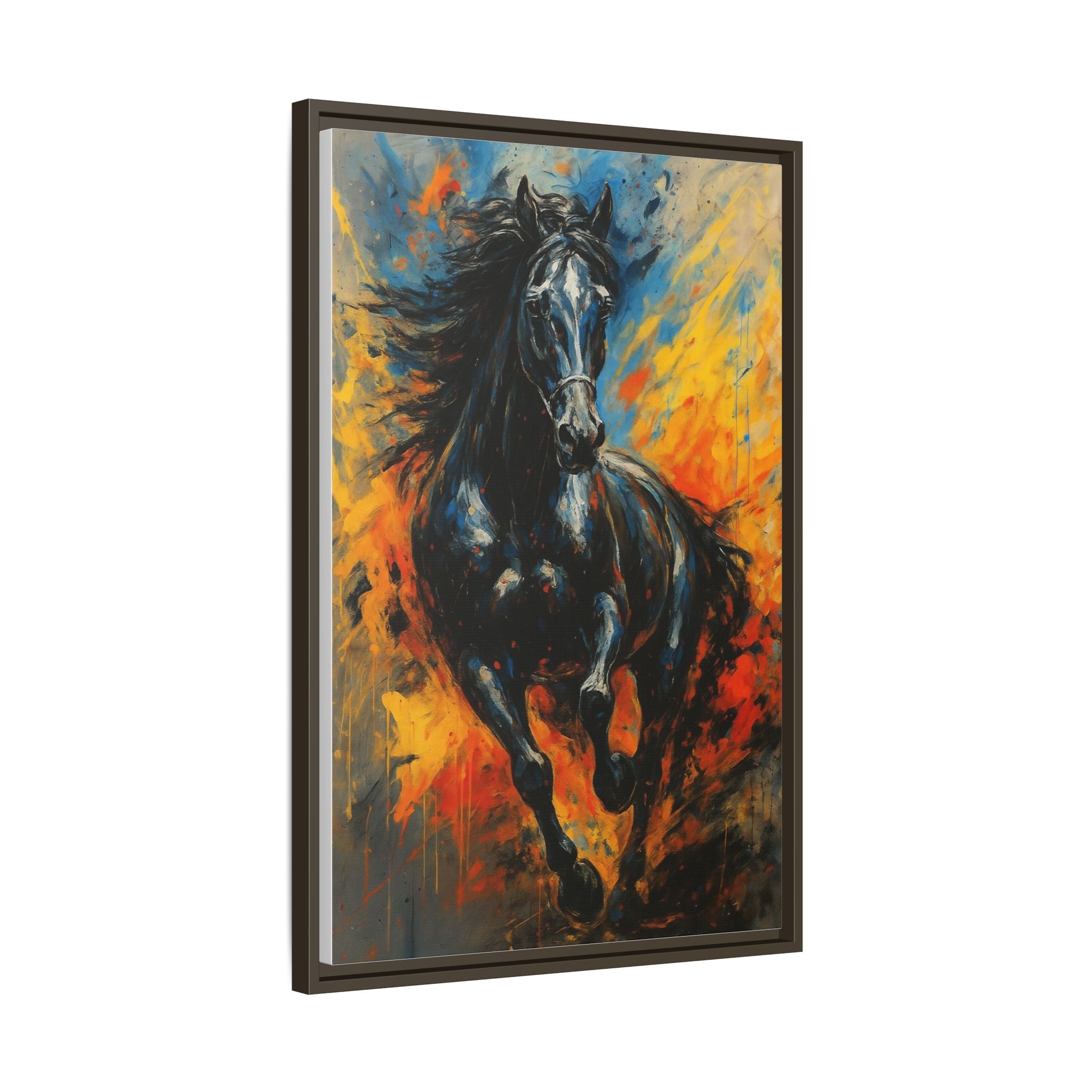 Galloping Black Stallion