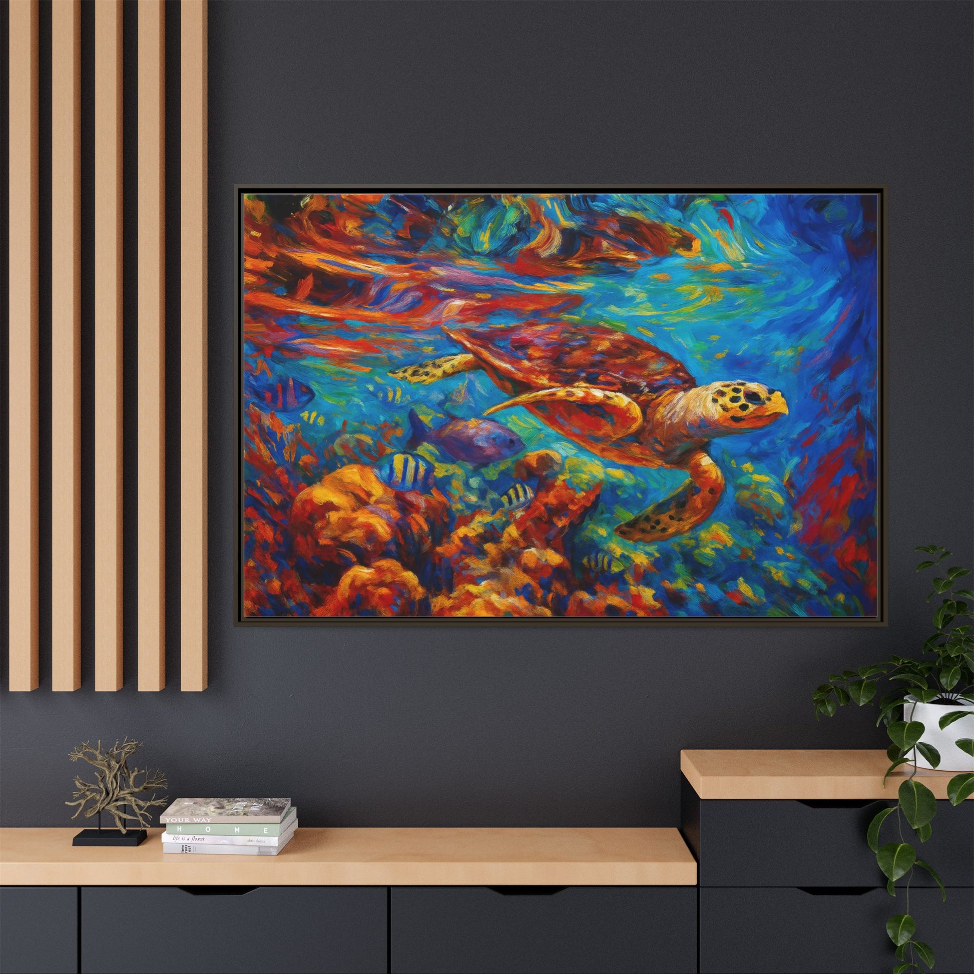 Vibrant Sea Turtle Swimming