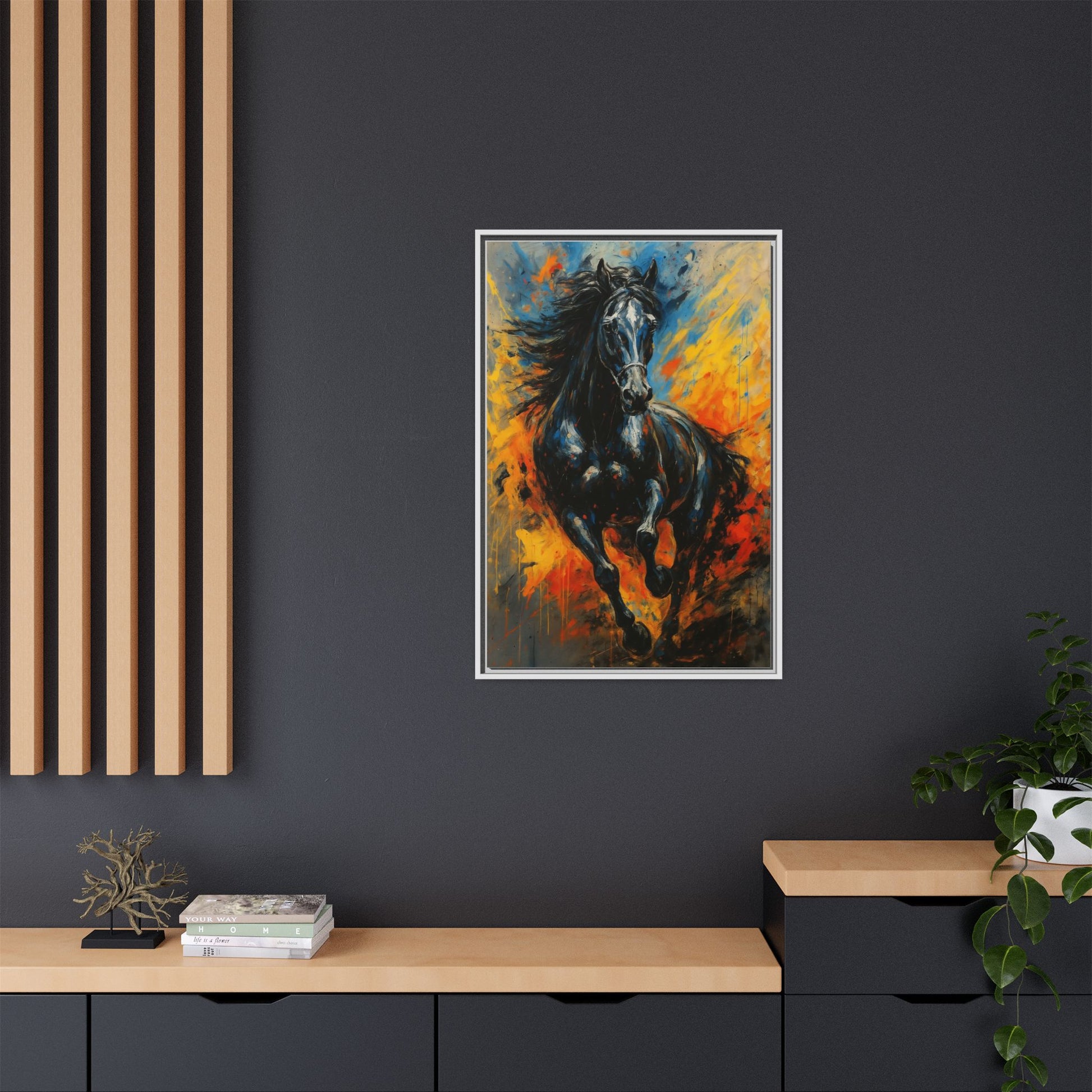 Galloping Black Stallion