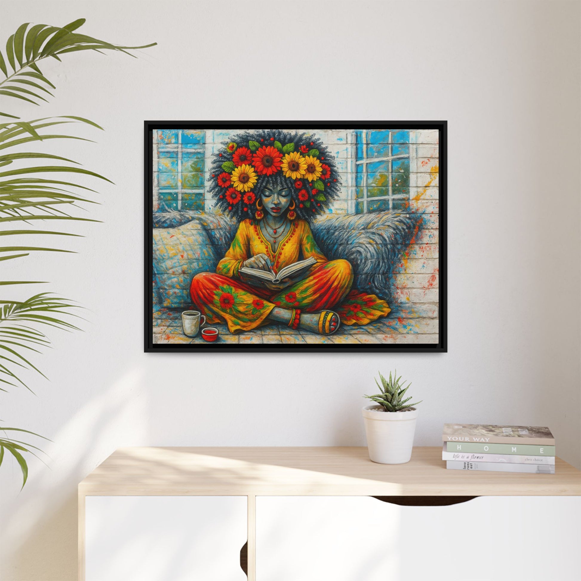 Colorful Flower Reading Girl