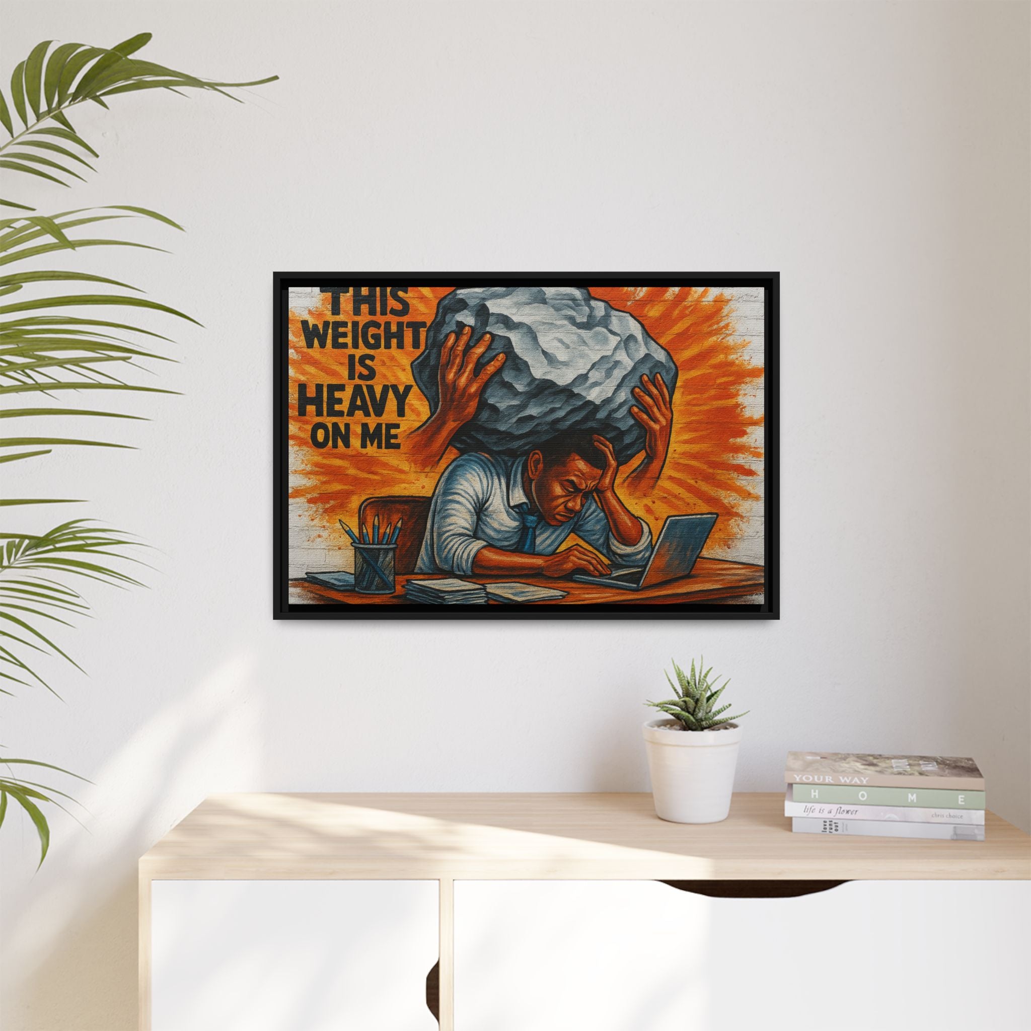 Framed Canvas Art, Stress Relief Decor, Office Wall Art, Motivational Artwork, Unique Gift for Home or Office