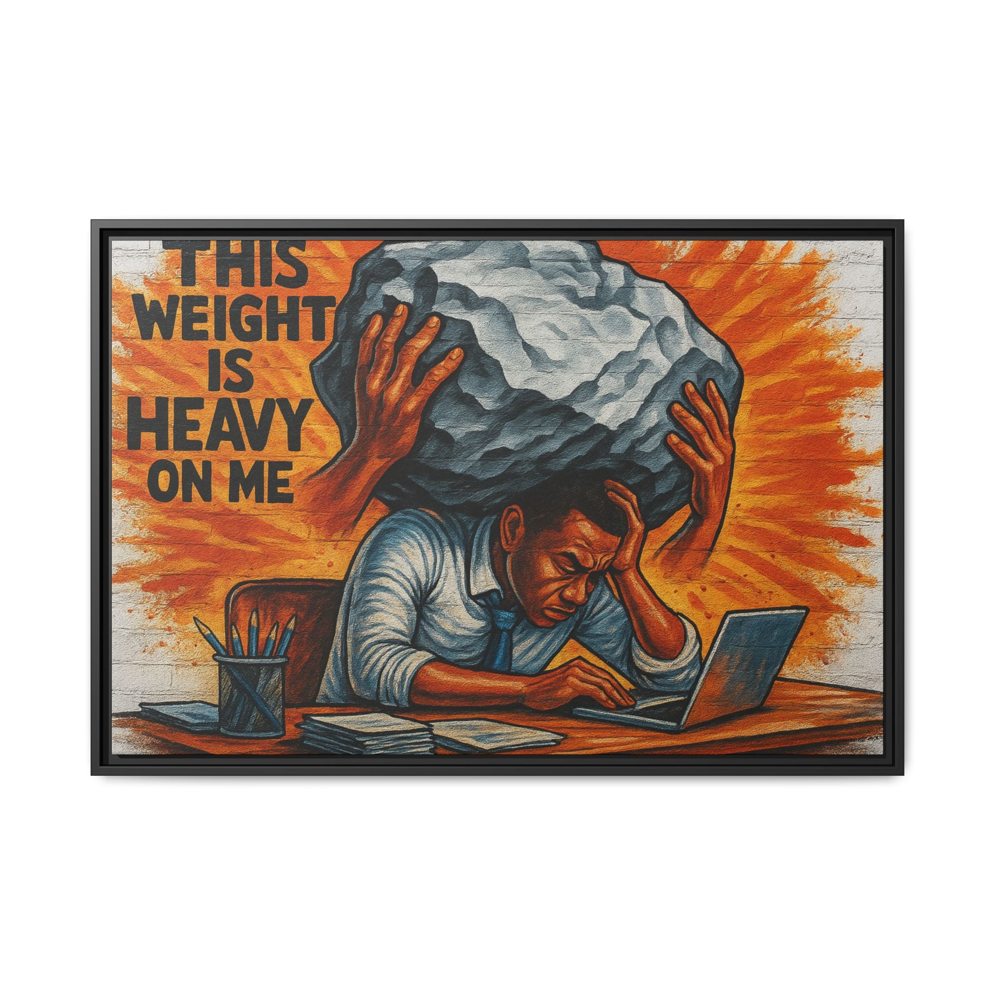 Framed Canvas Art, Stress Relief Decor, Office Wall Art, Motivational Artwork, Unique Gift for Home or Office