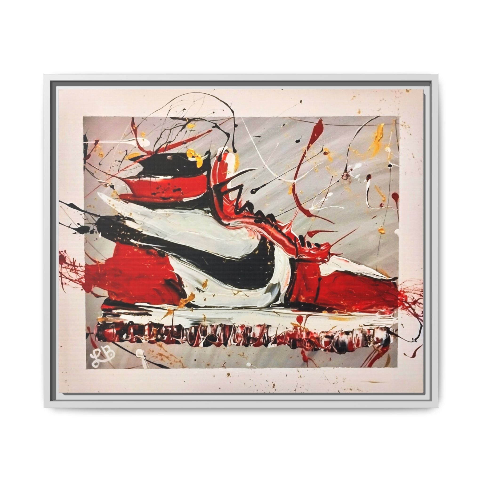 Abstract Red, White, and Black Sneaker