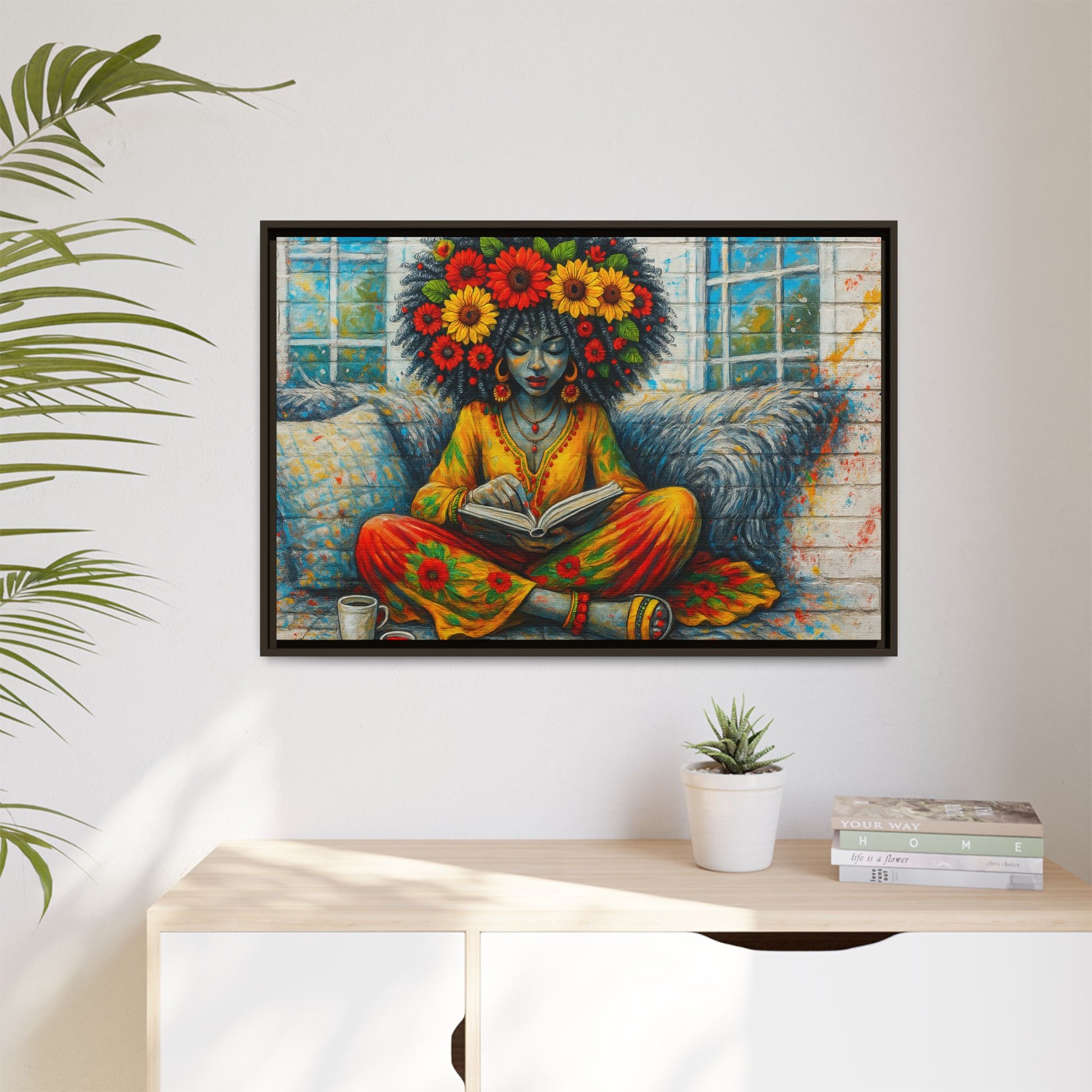 Colorful Flower Reading Girl