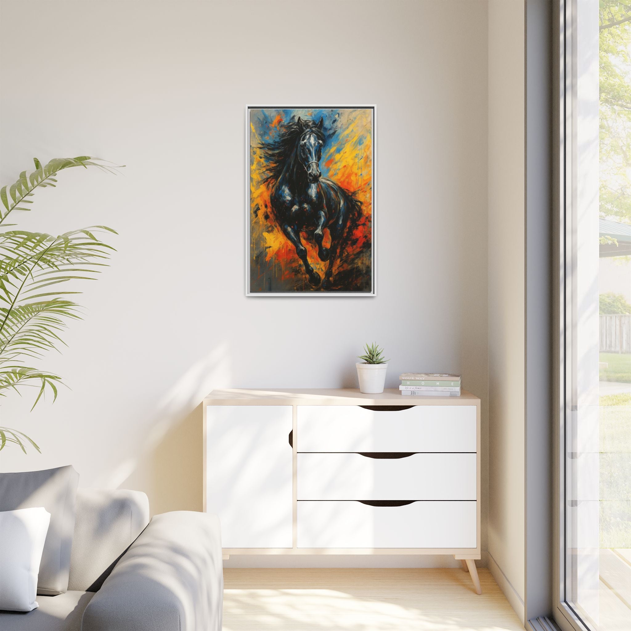 Galloping Black Stallion