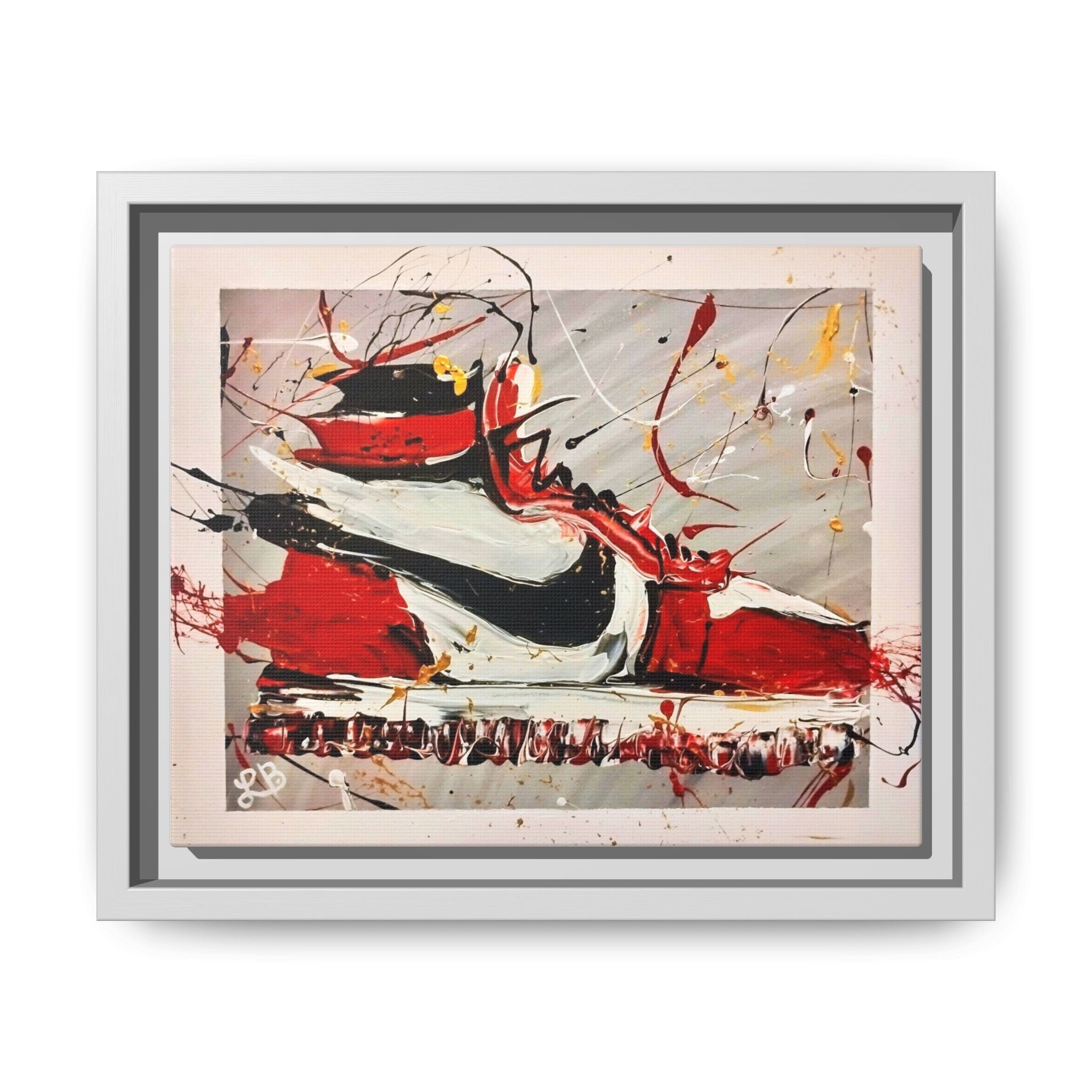 Abstract Red, White, and Black Sneaker