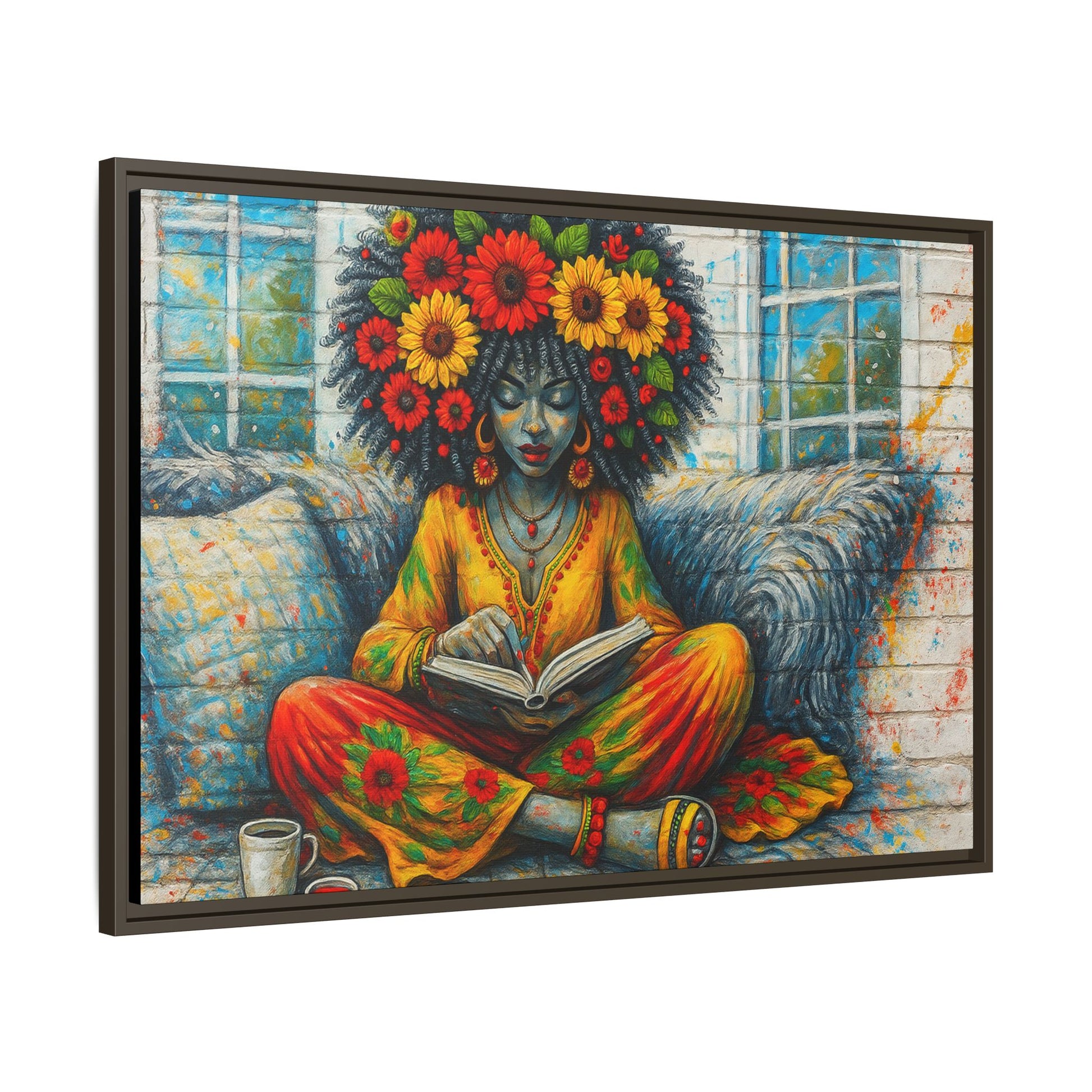 Colorful Flower Reading Girl