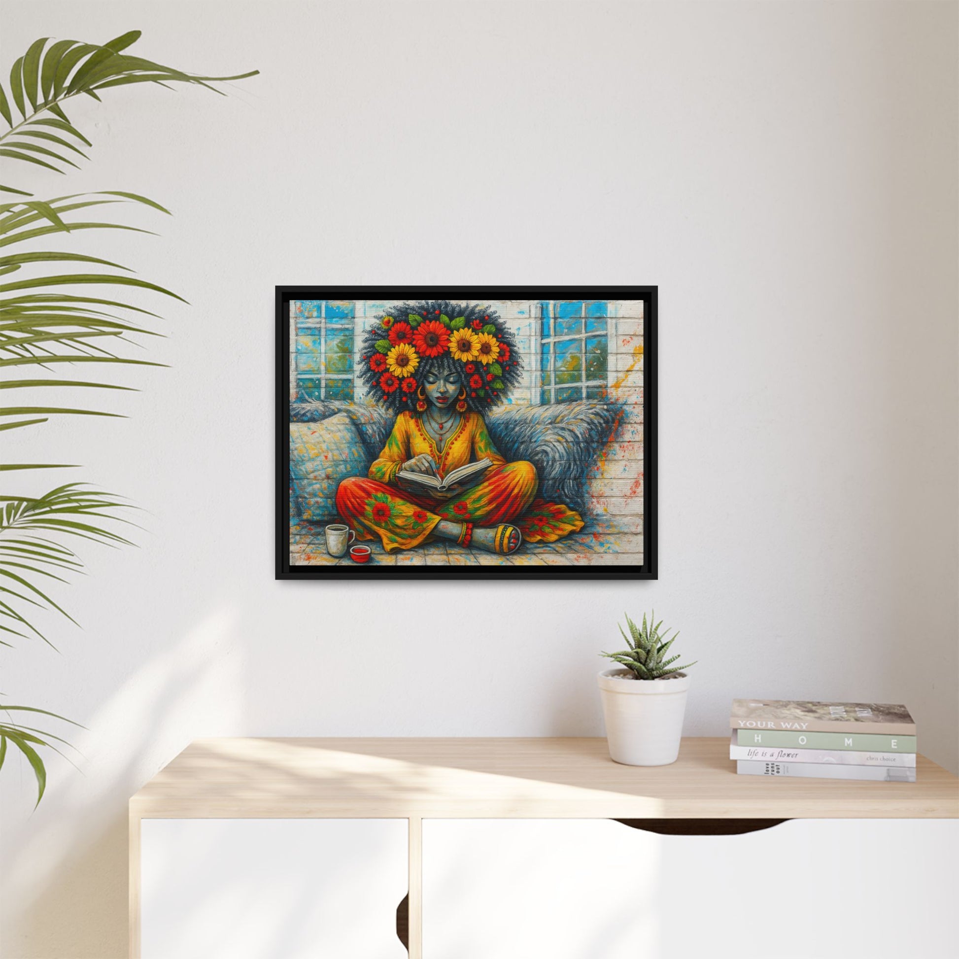 Colorful Flower Reading Girl