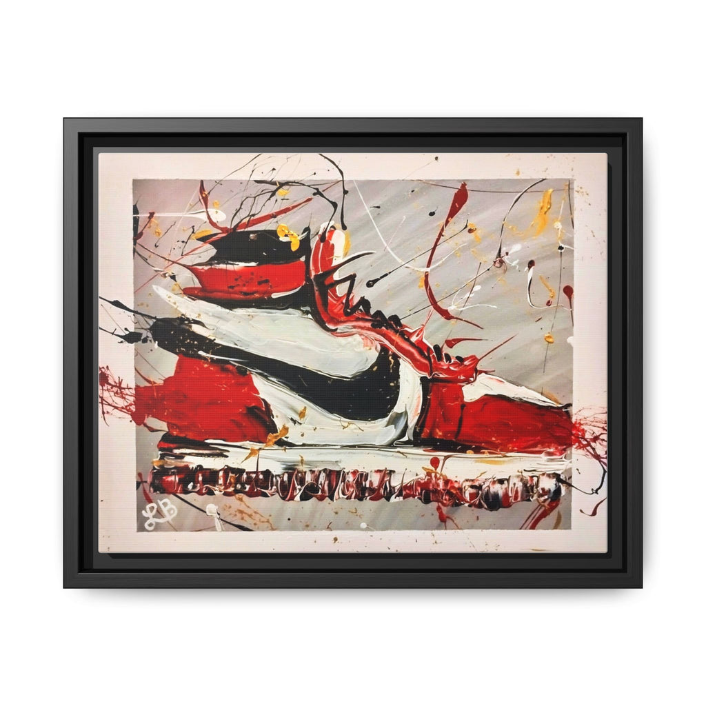 Abstract Red, White, and Black Sneaker