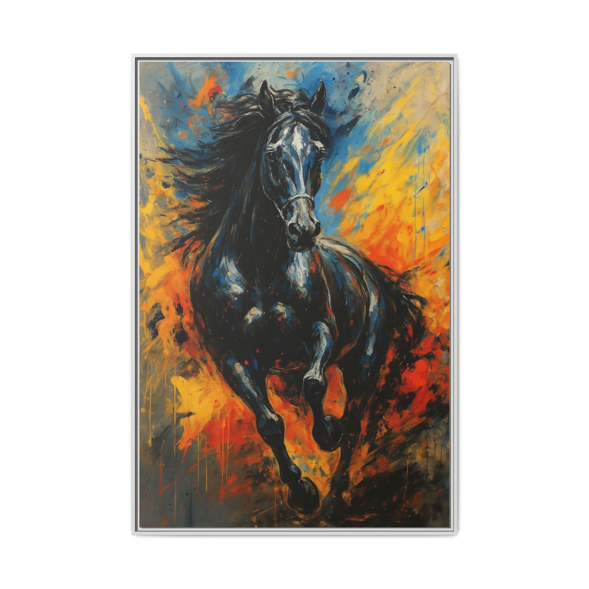 Galloping Black Stallion