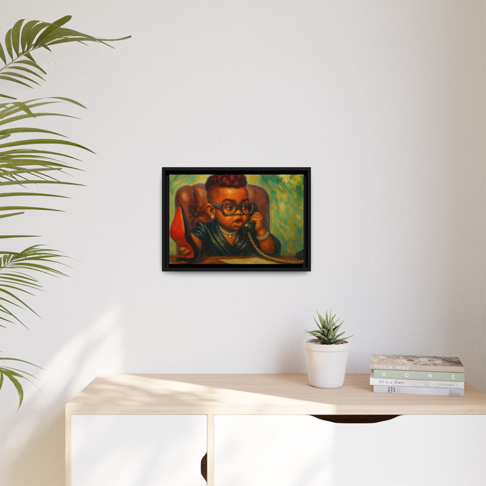 Framed Art Print: Stylish Office Decor for Home or Studio, Wall Art, Colorful Portrait, Vintage Vibe, Creative Gift Idea