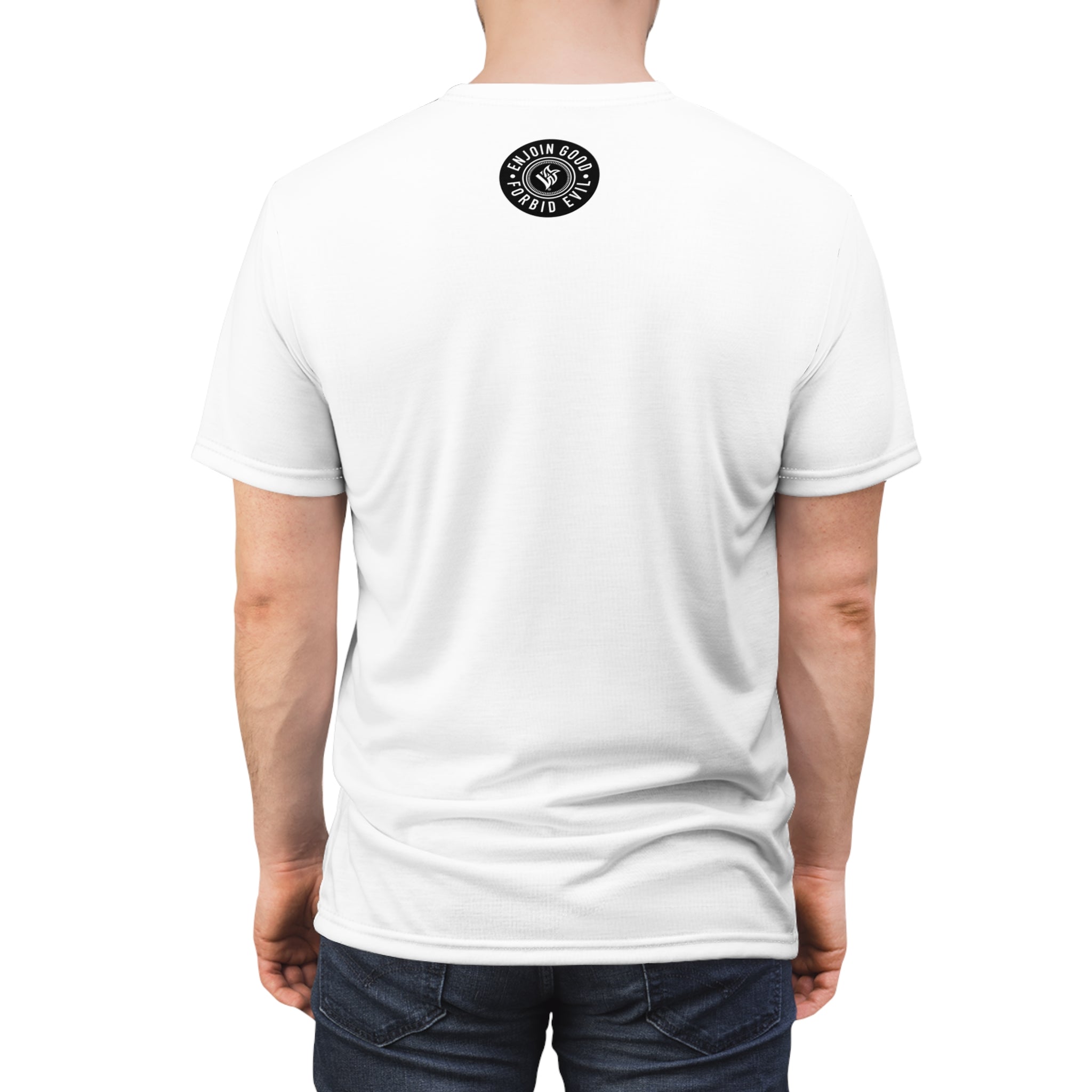 Nunchuck Enjoin Good X Forbid Evil — White Tee