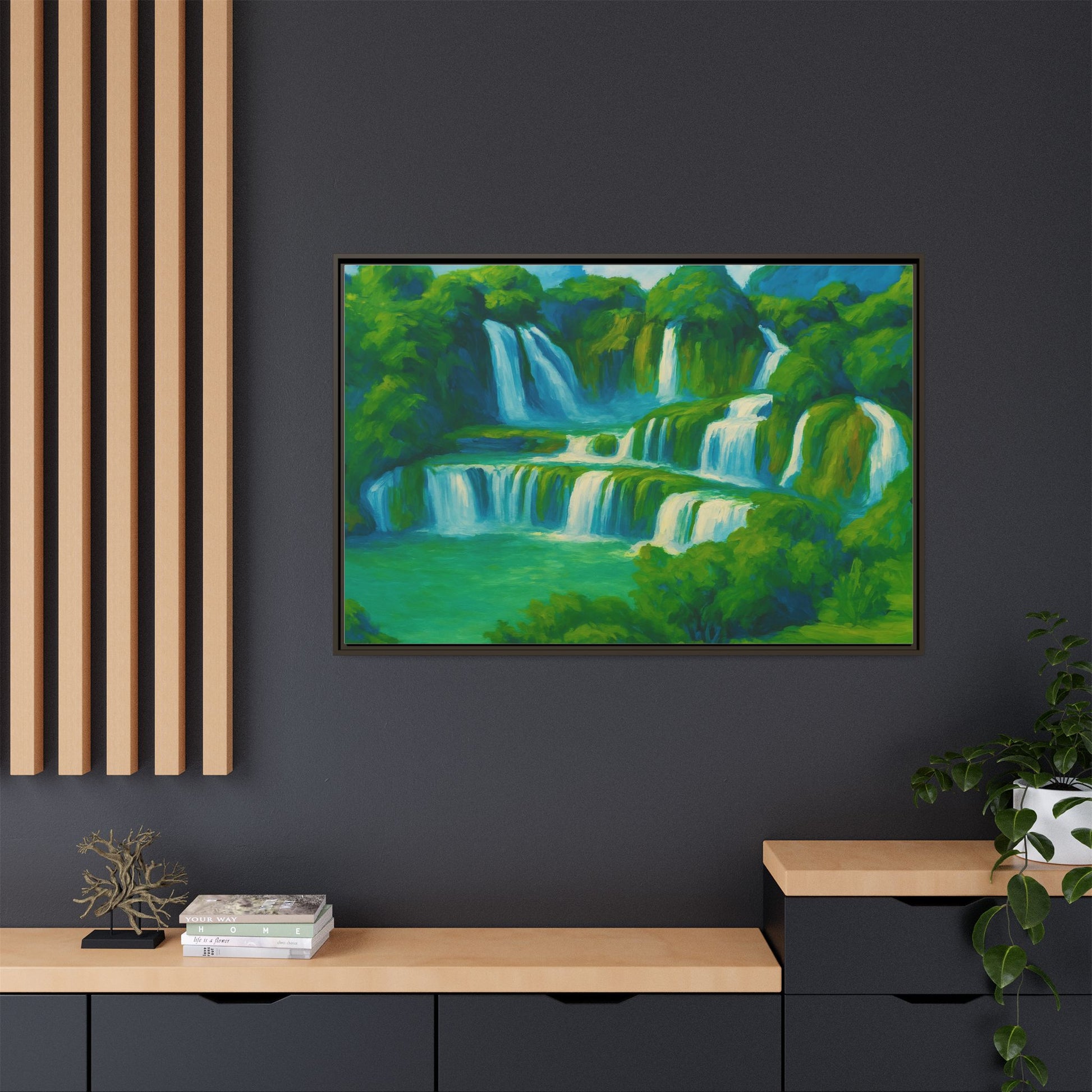 Green Serene Waterfall