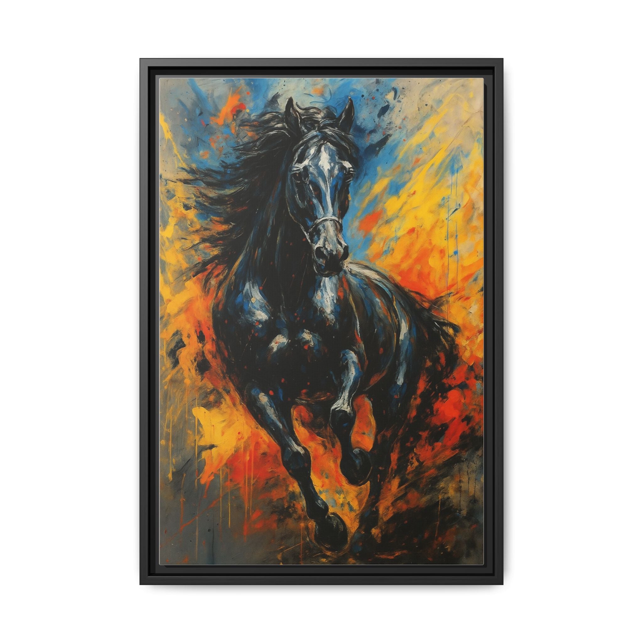 Galloping Black Stallion