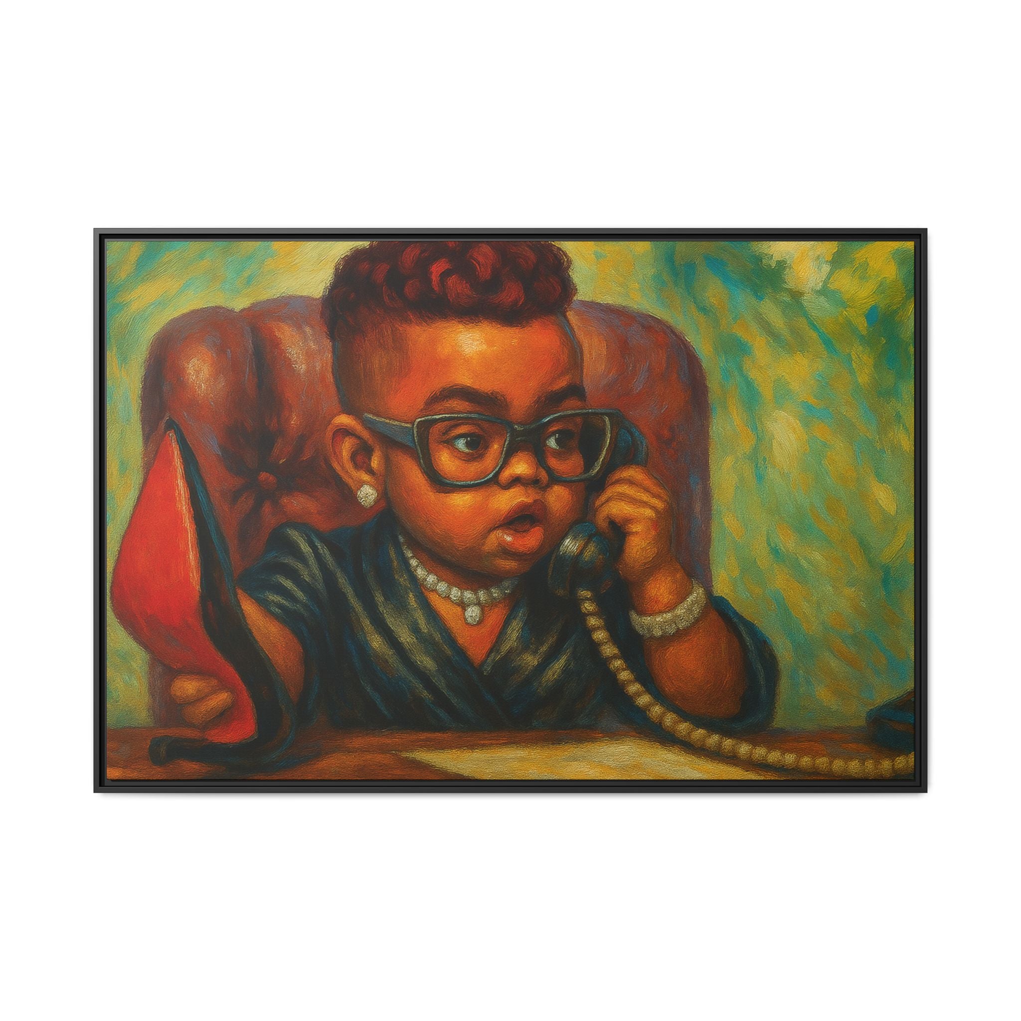 Framed Art Print: Stylish Office Decor for Home or Studio, Wall Art, Colorful Portrait, Vintage Vibe, Creative Gift Idea