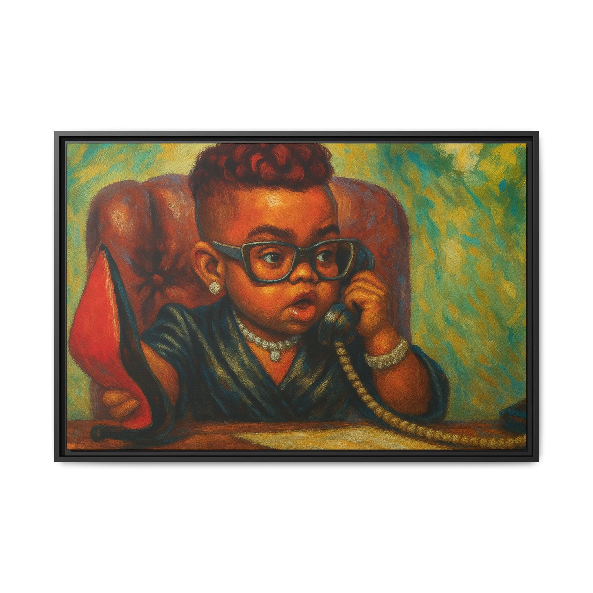 Framed Art Print: Stylish Office Decor for Home or Studio, Wall Art, Colorful Portrait, Vintage Vibe, Creative Gift Idea