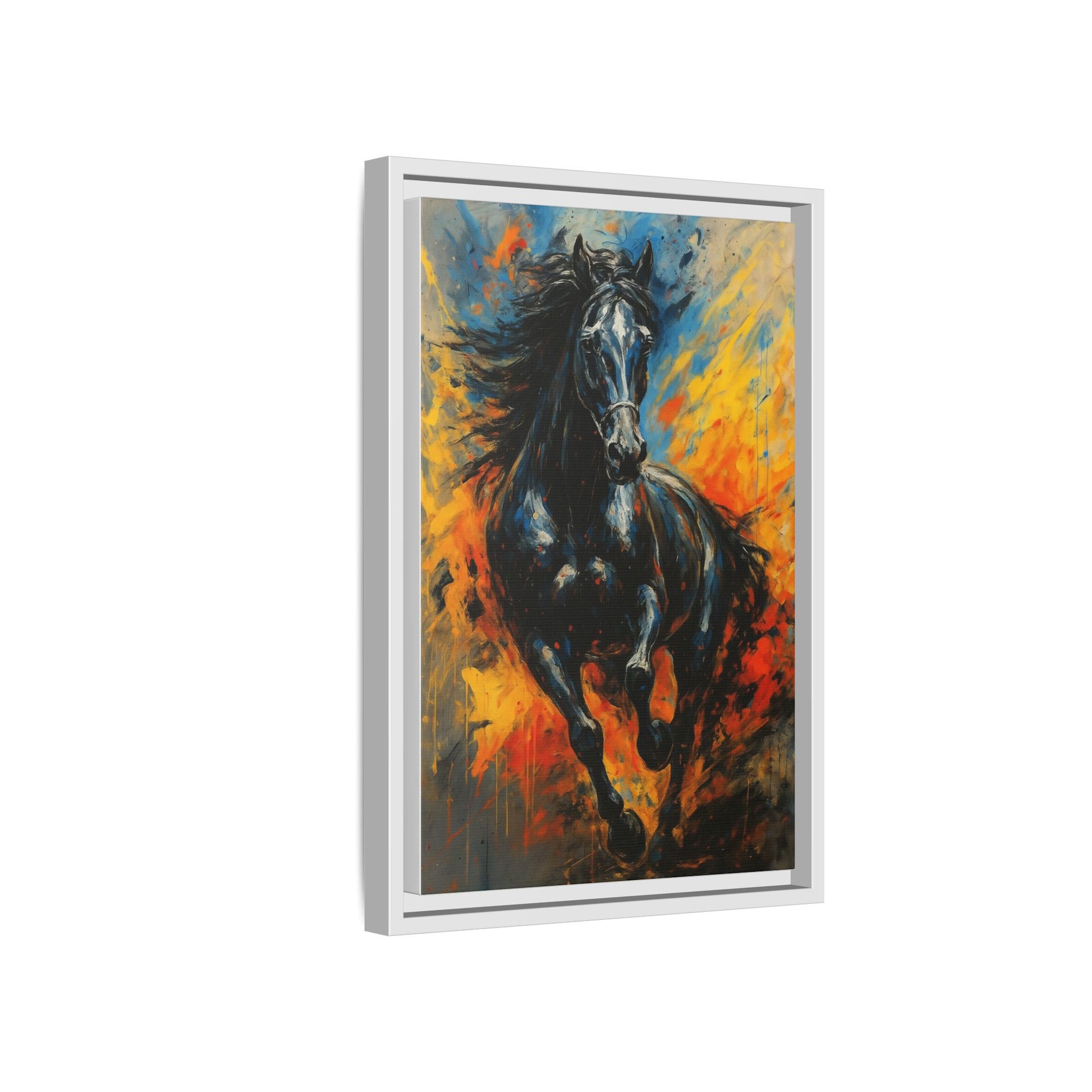 Galloping Black Stallion