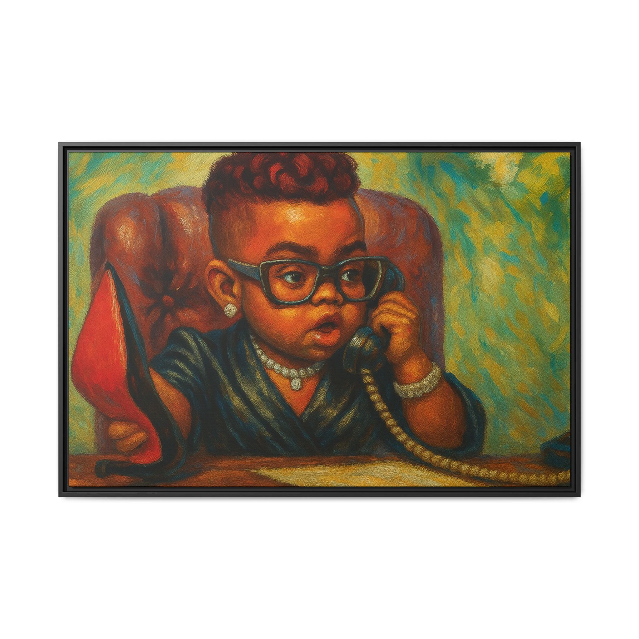 Framed Art Print: Stylish Office Decor for Home or Studio, Wall Art, Colorful Portrait, Vintage Vibe, Creative Gift Idea