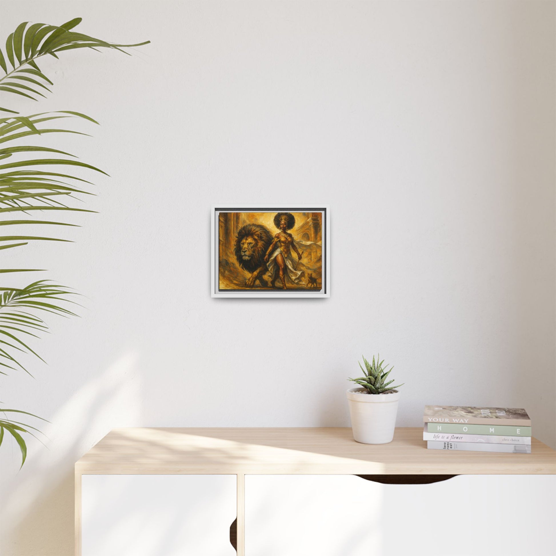 Empowering Framed Art Print, Warrior Woman and Lion Wall Decor, Inspirational Artwork, African Heritage Gift, Home Office Decoration