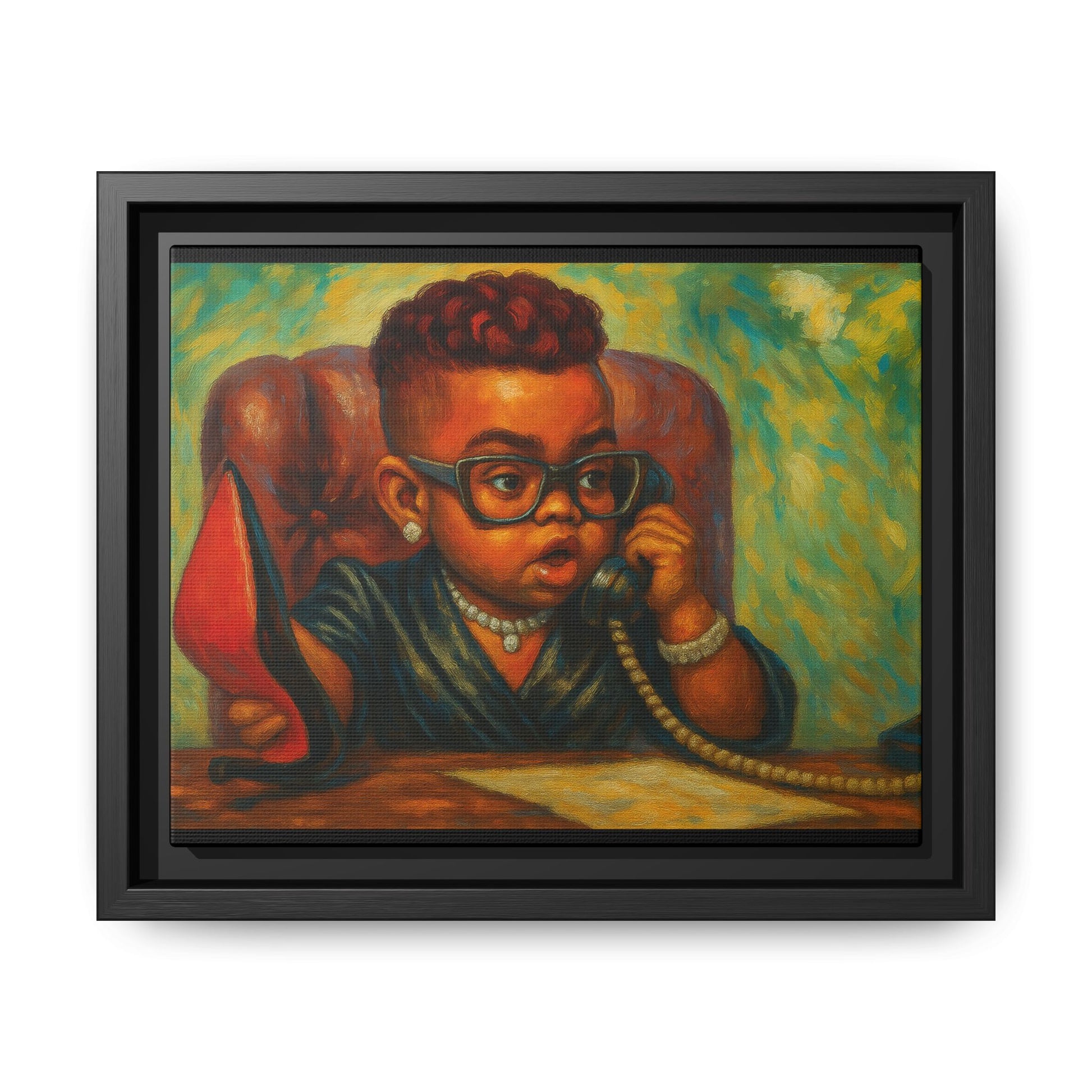 Framed Art Print: Stylish Office Decor for Home or Studio, Wall Art, Colorful Portrait, Vintage Vibe, Creative Gift Idea