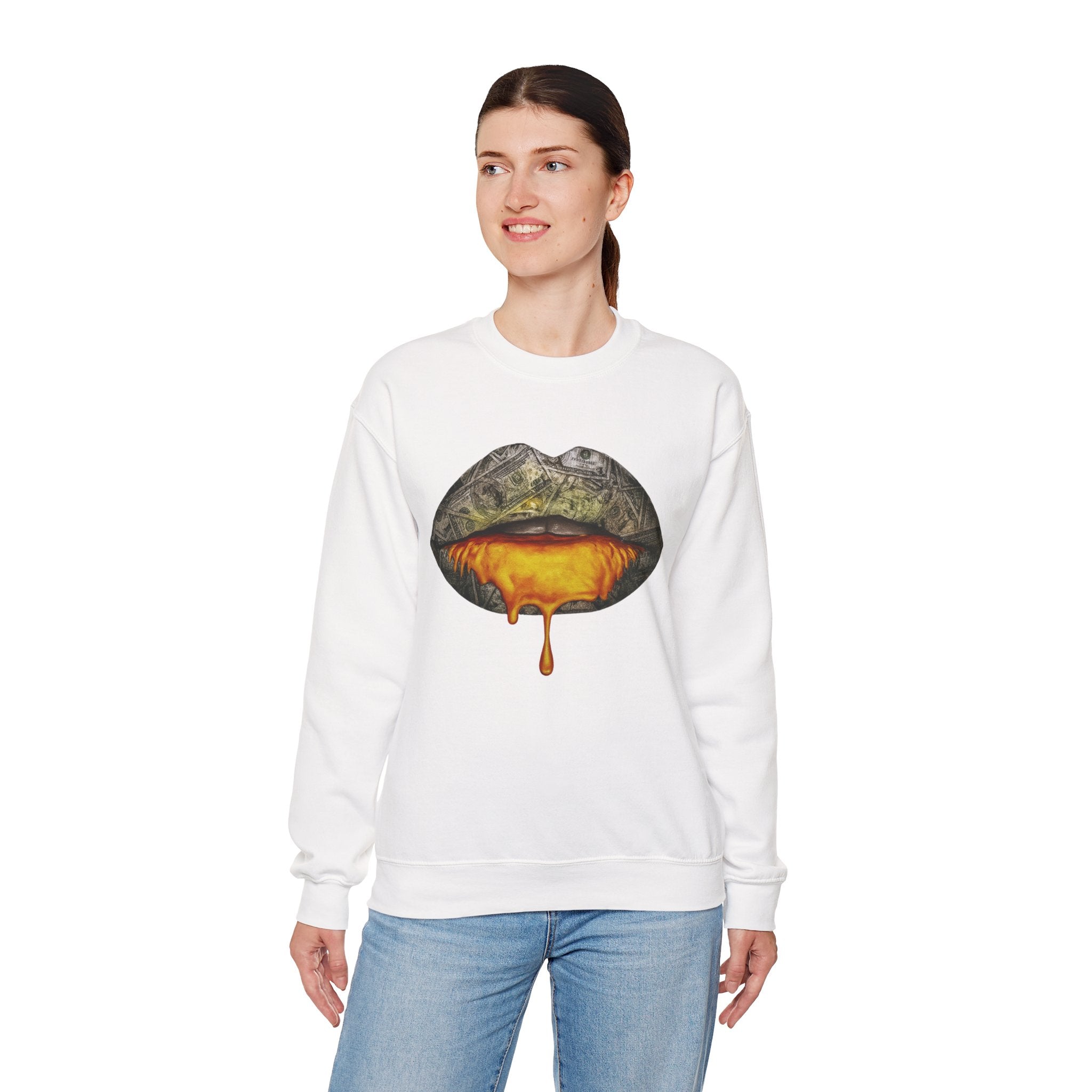 Gold Lips Drip Crewneck Sweatshirt