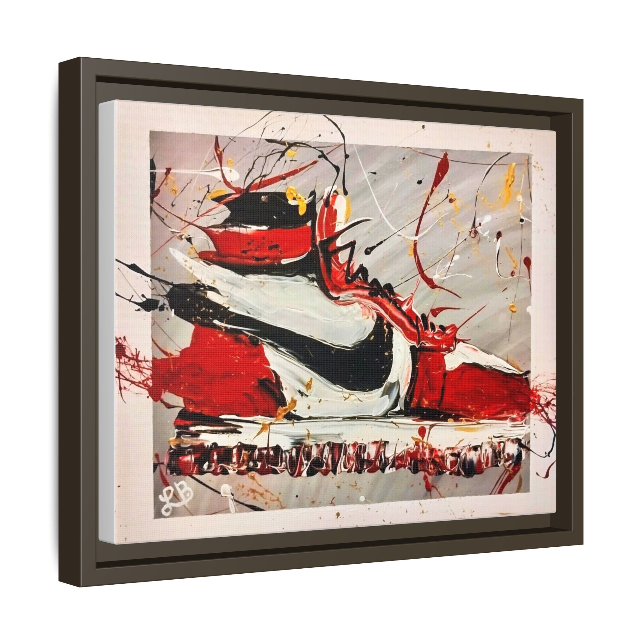 Abstract Red, White, and Black Sneaker