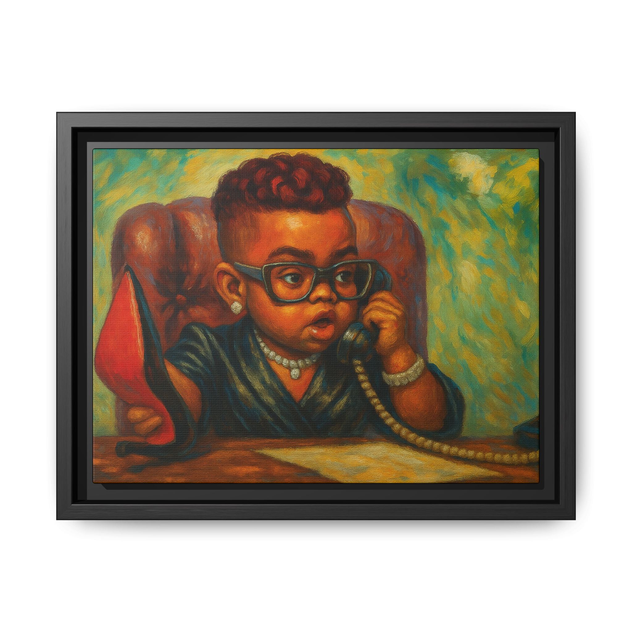 Framed Art Print: Stylish Office Decor for Home or Studio, Wall Art, Colorful Portrait, Vintage Vibe, Creative Gift Idea
