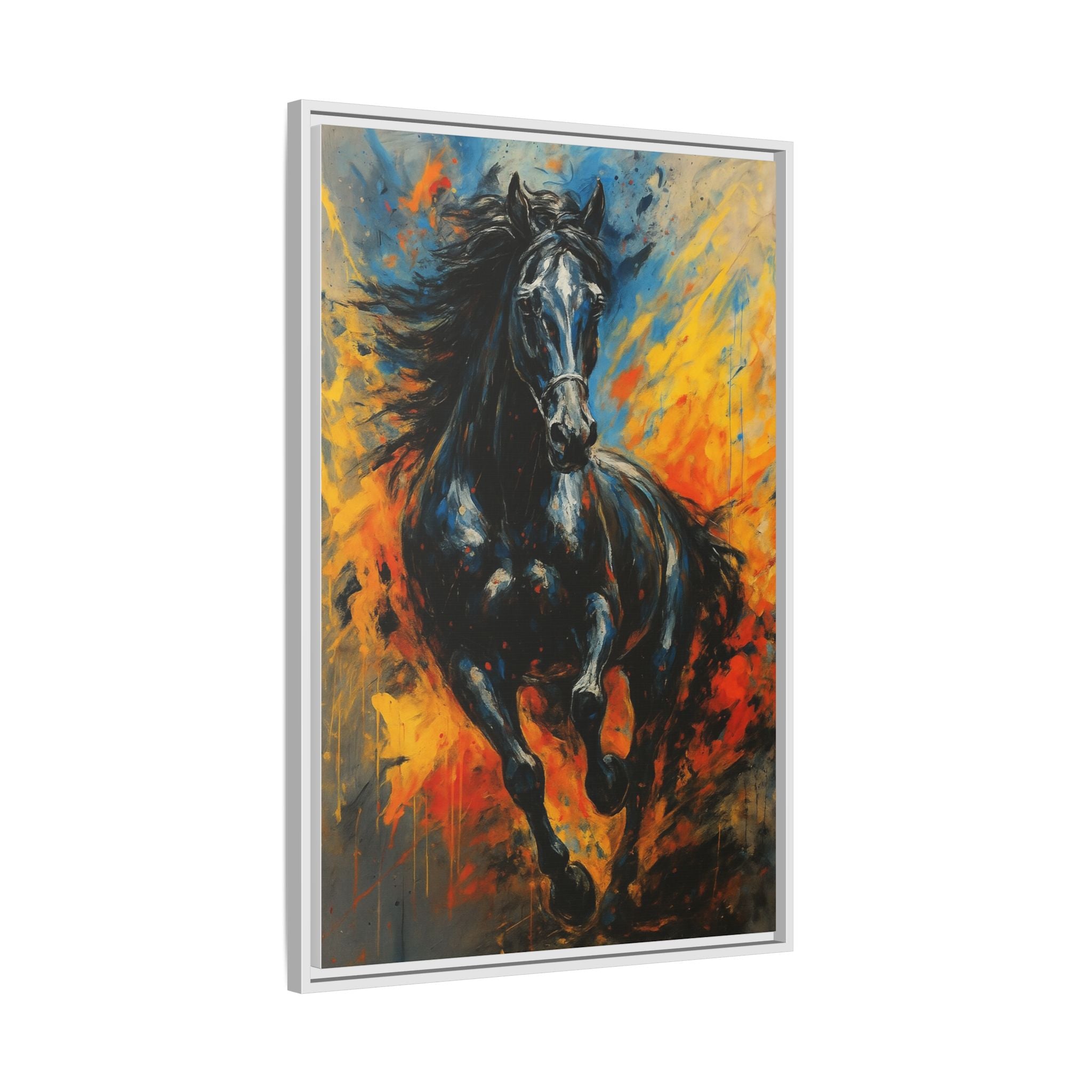 Galloping Black Stallion